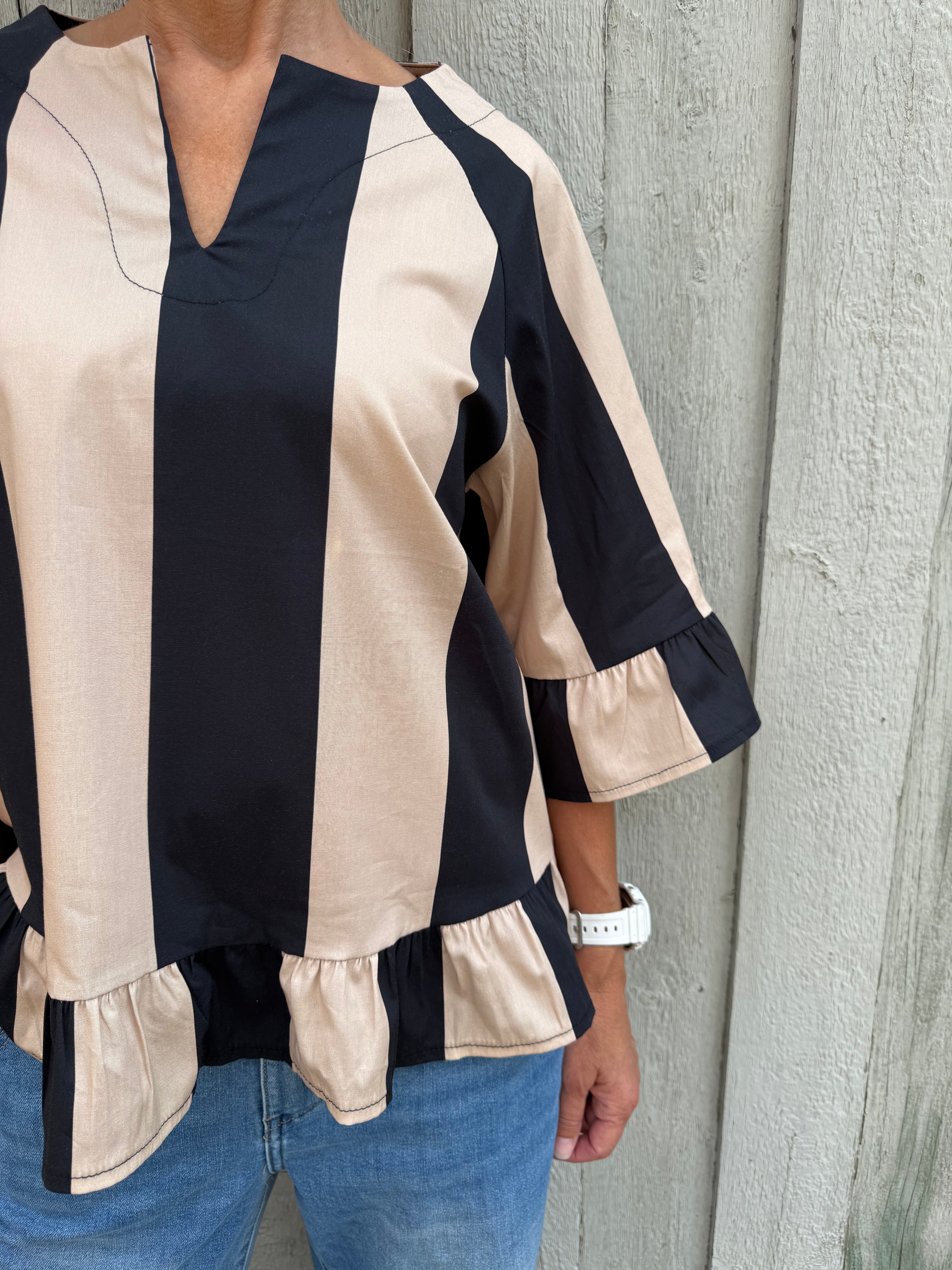 Striped Shirt - Beige/Black