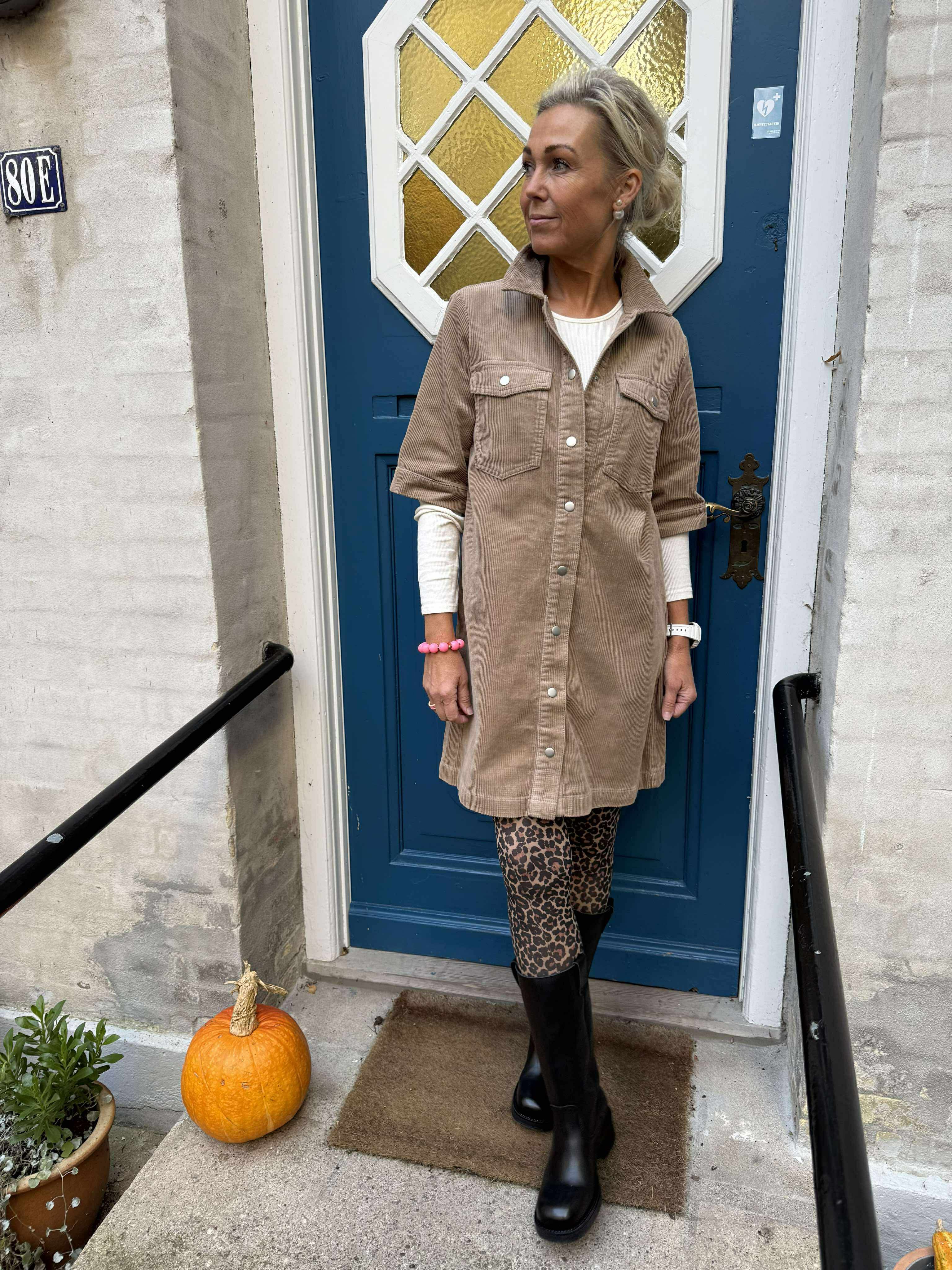 SHIRAZ SS BUTTON DRESS - Silver Mink