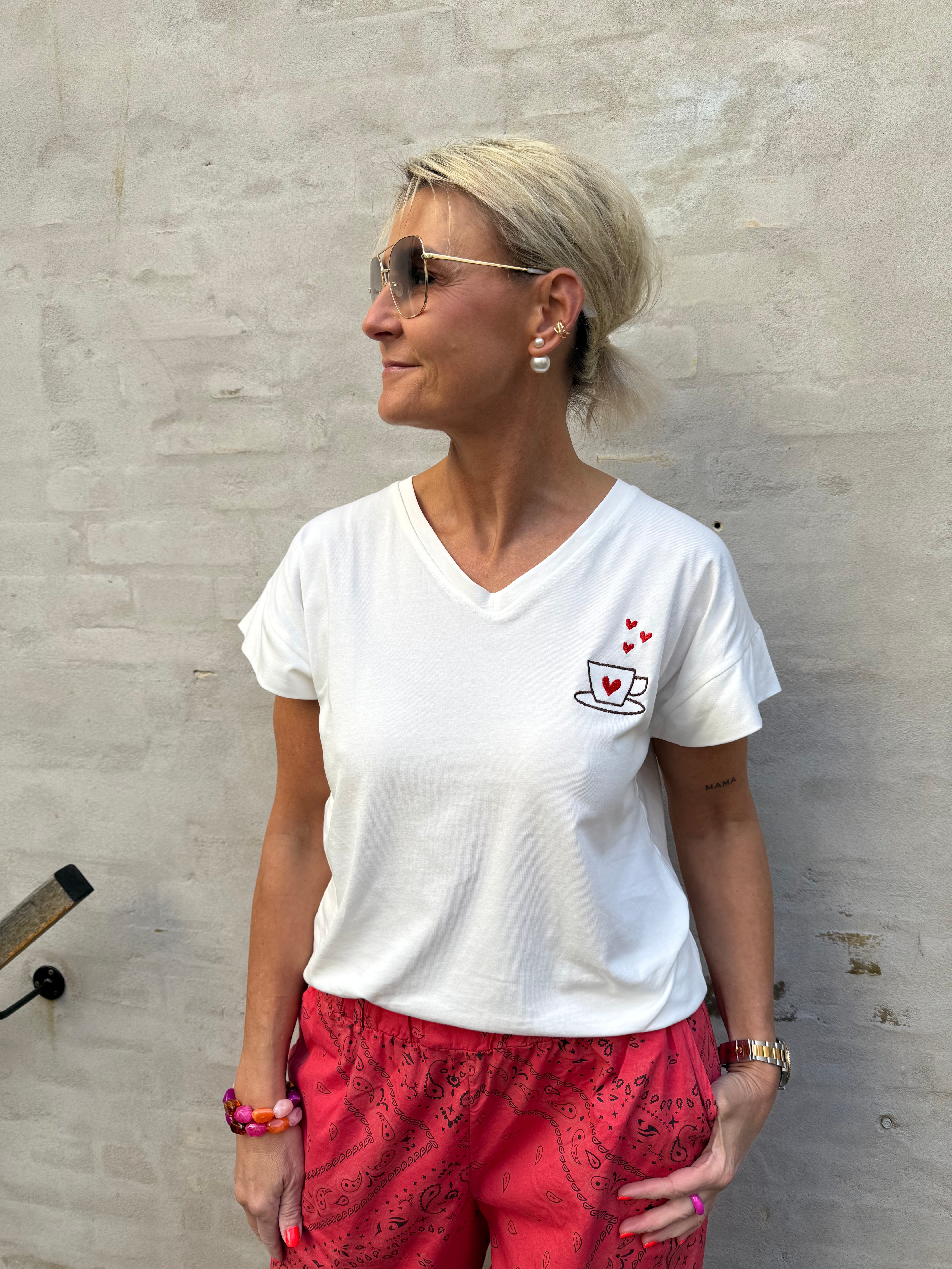 Coffee Love T-shirt - White Brown