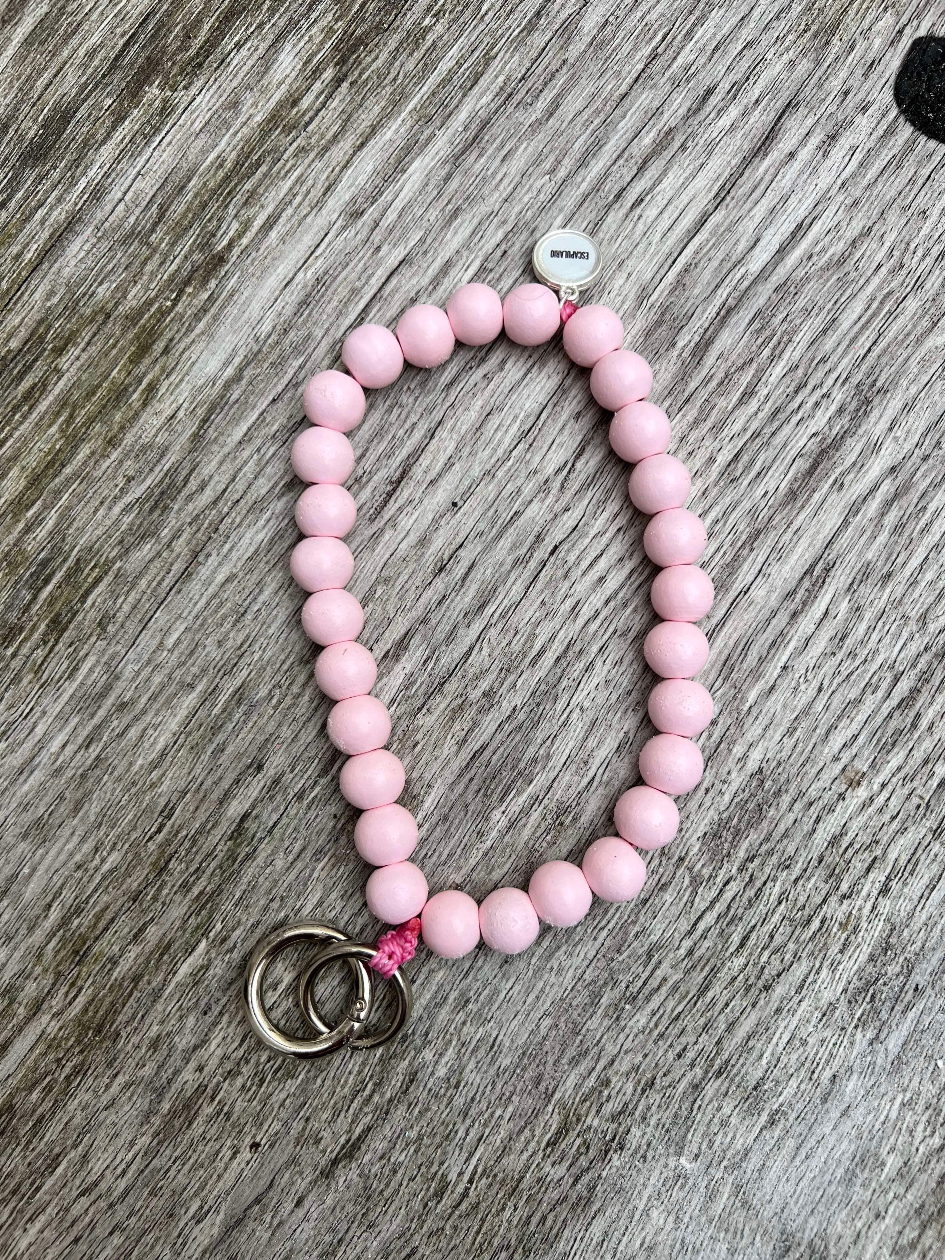 Timber keyring baby pink