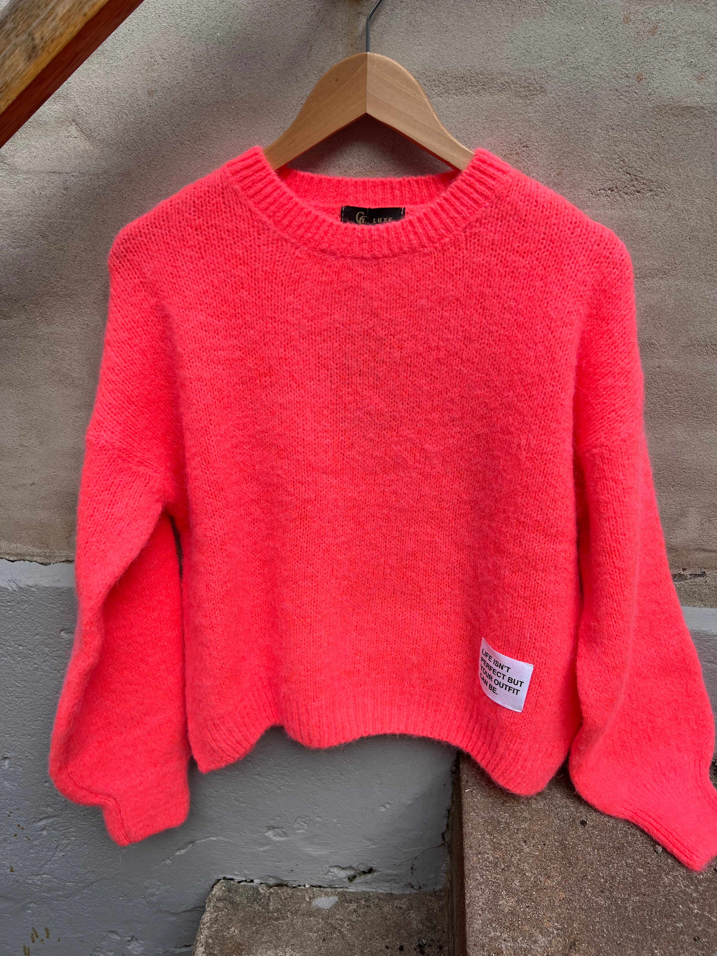 Lurex patch knit coral