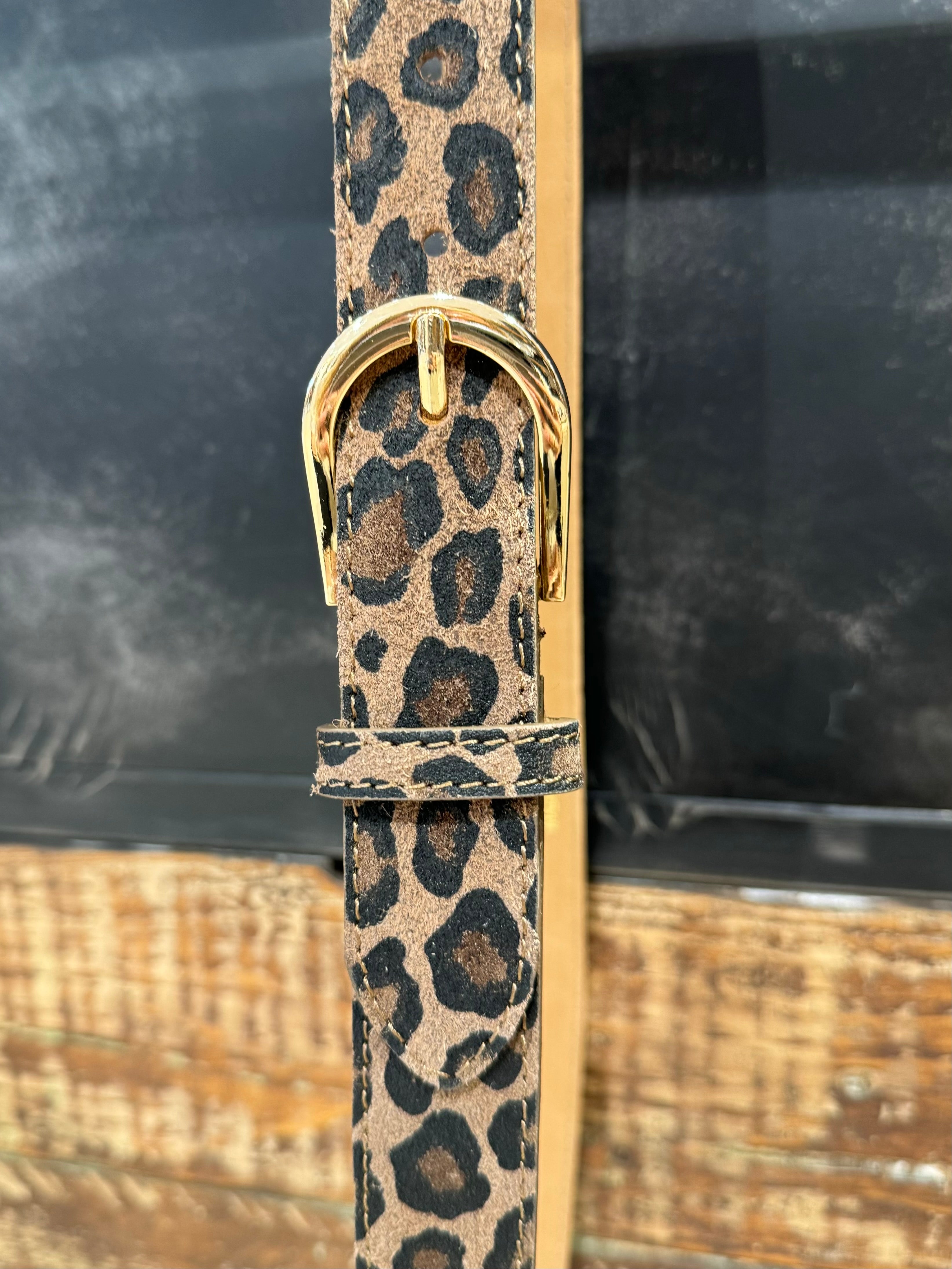 Dark leopard belt small