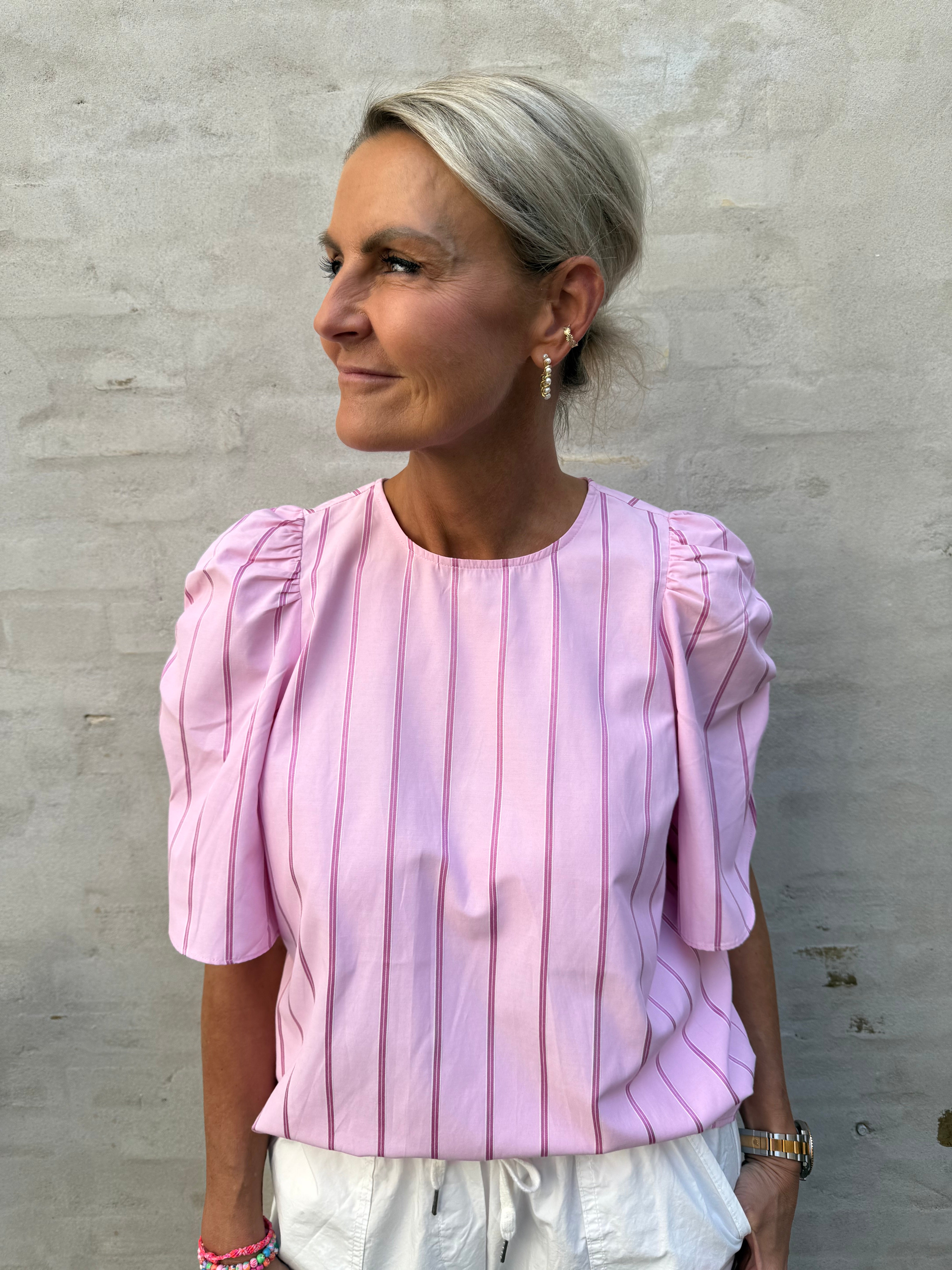 Rosalina Stripe Blouse - Pale Pink