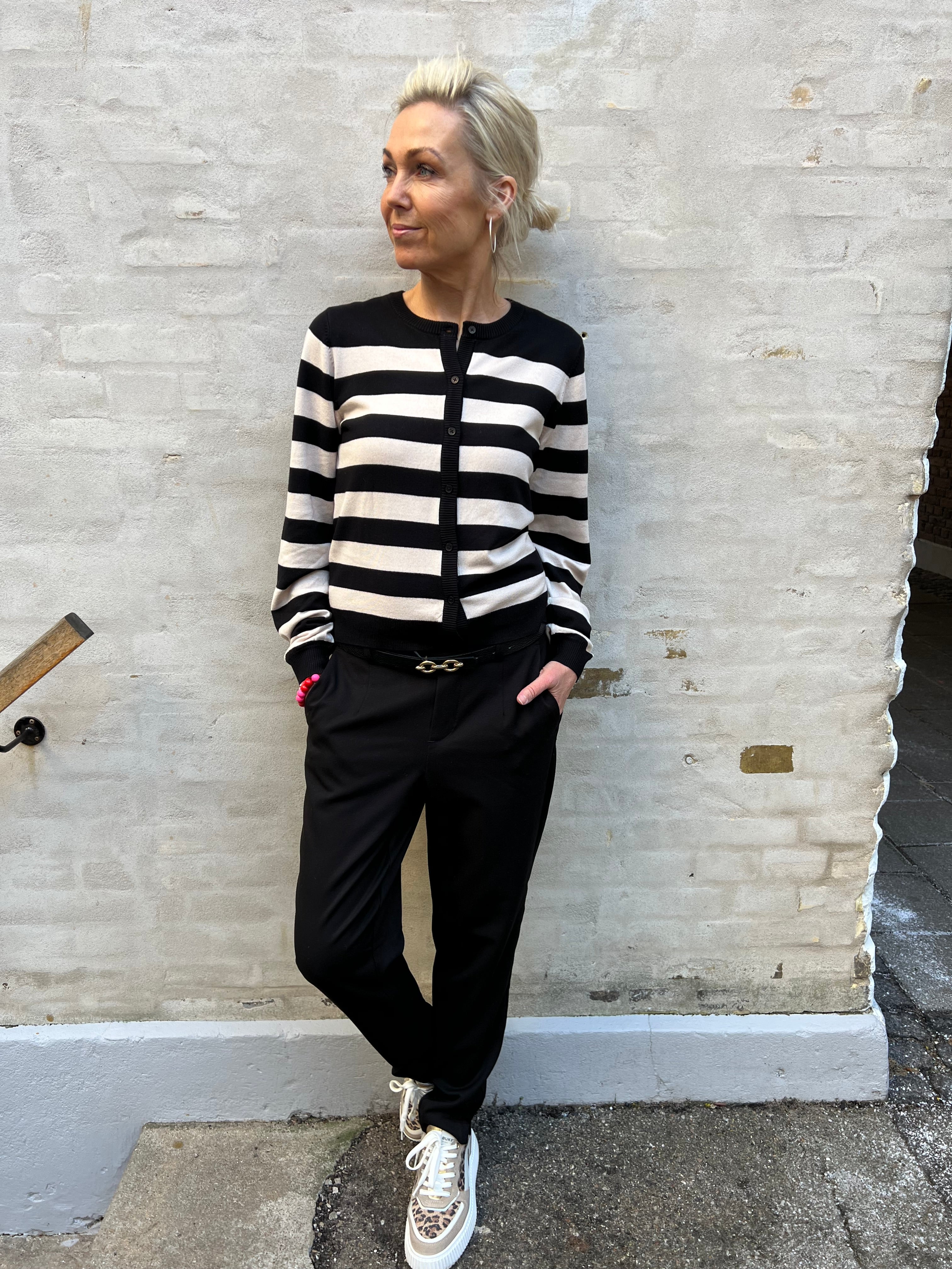 Sabi annemette cardigan black/whitecap stripes