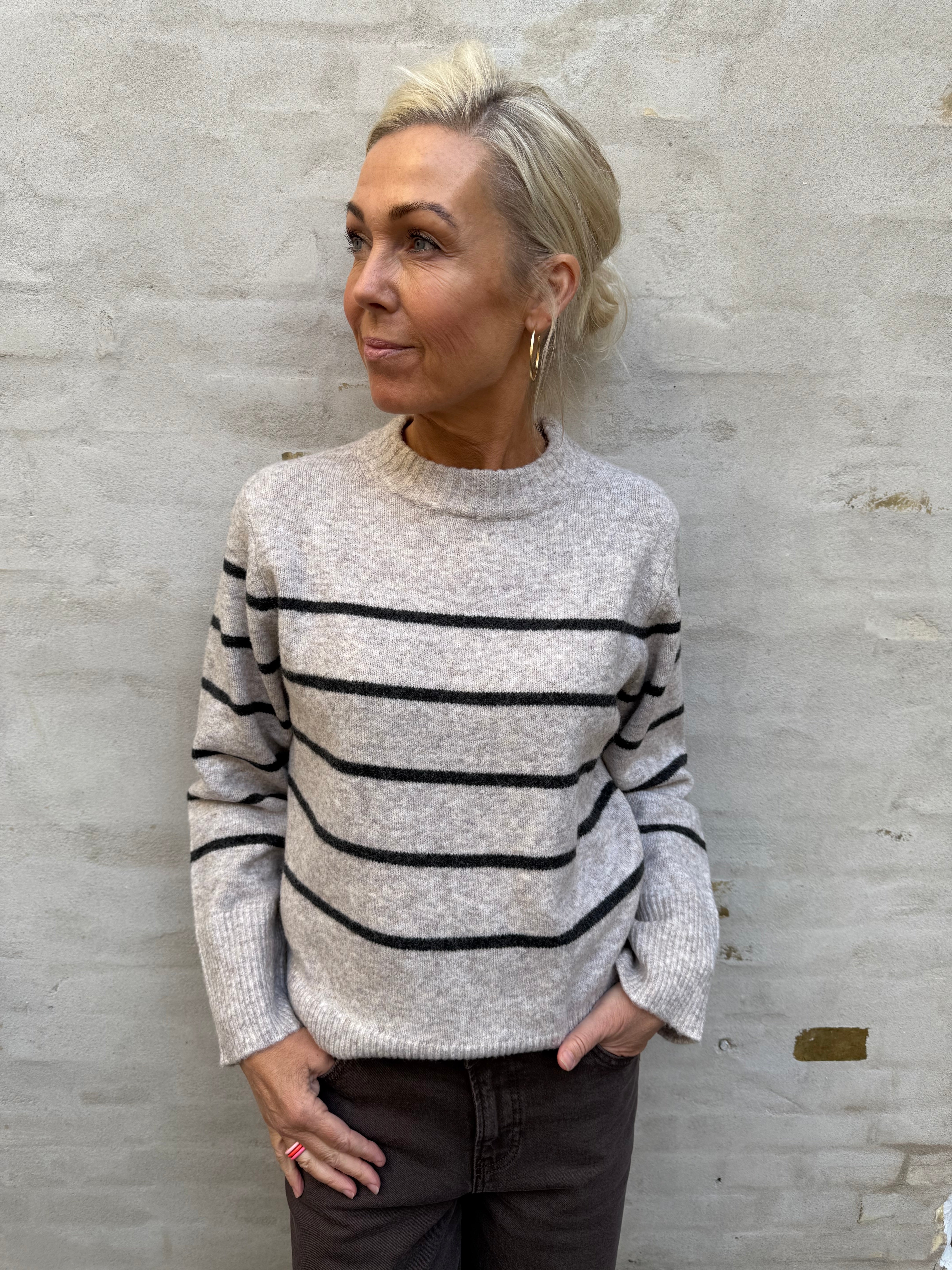 FLAWLESS PULLOVER - Silver Mink W. DARK GREY MELANGE