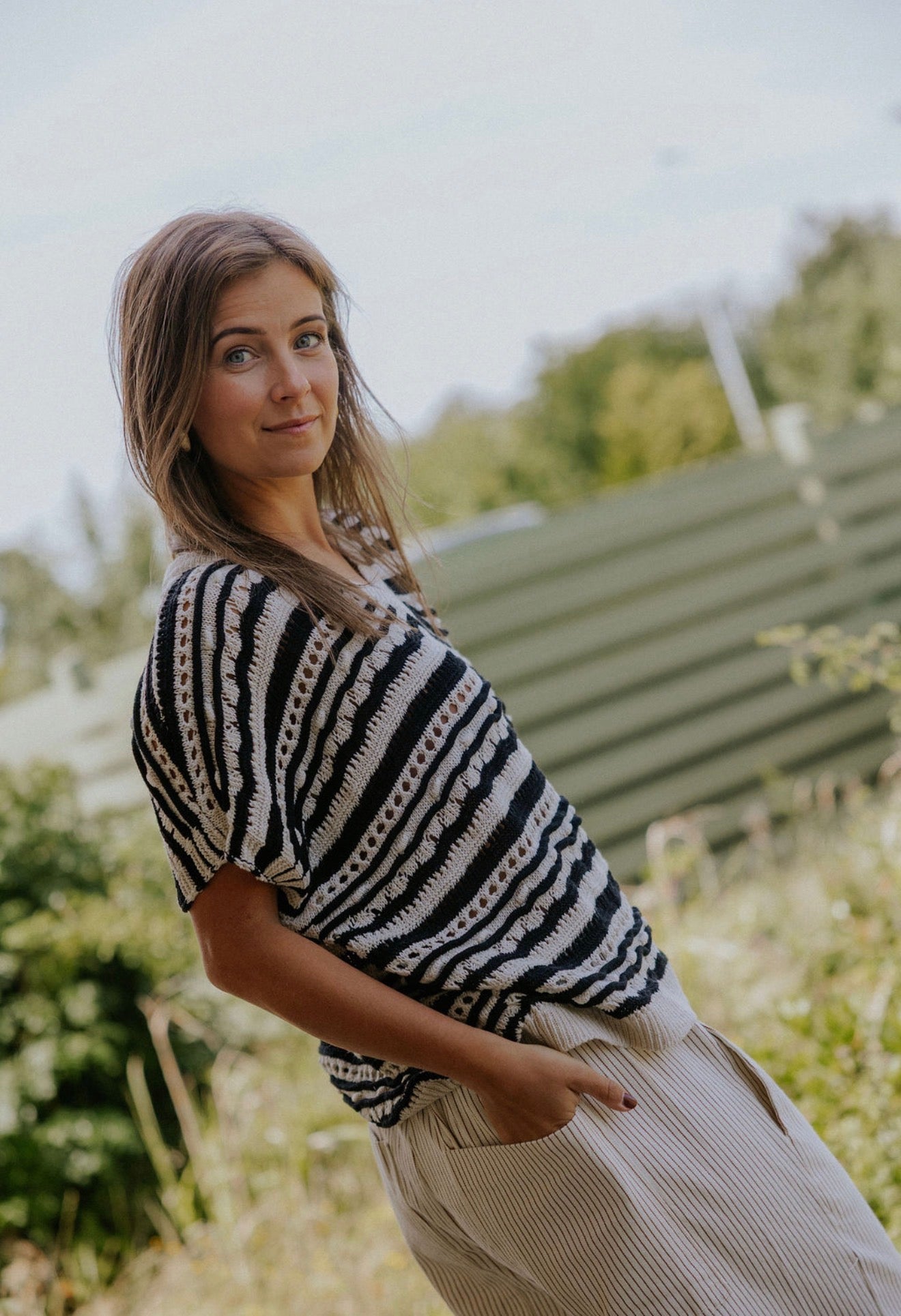 Ziga Knit Blouse - Black/Off White