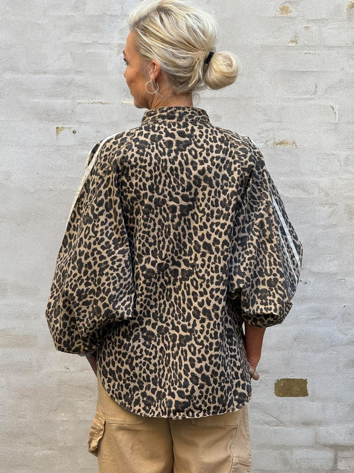 BasmaGO Jull Jacket Shirt - Leopard Print/Cream Stripe