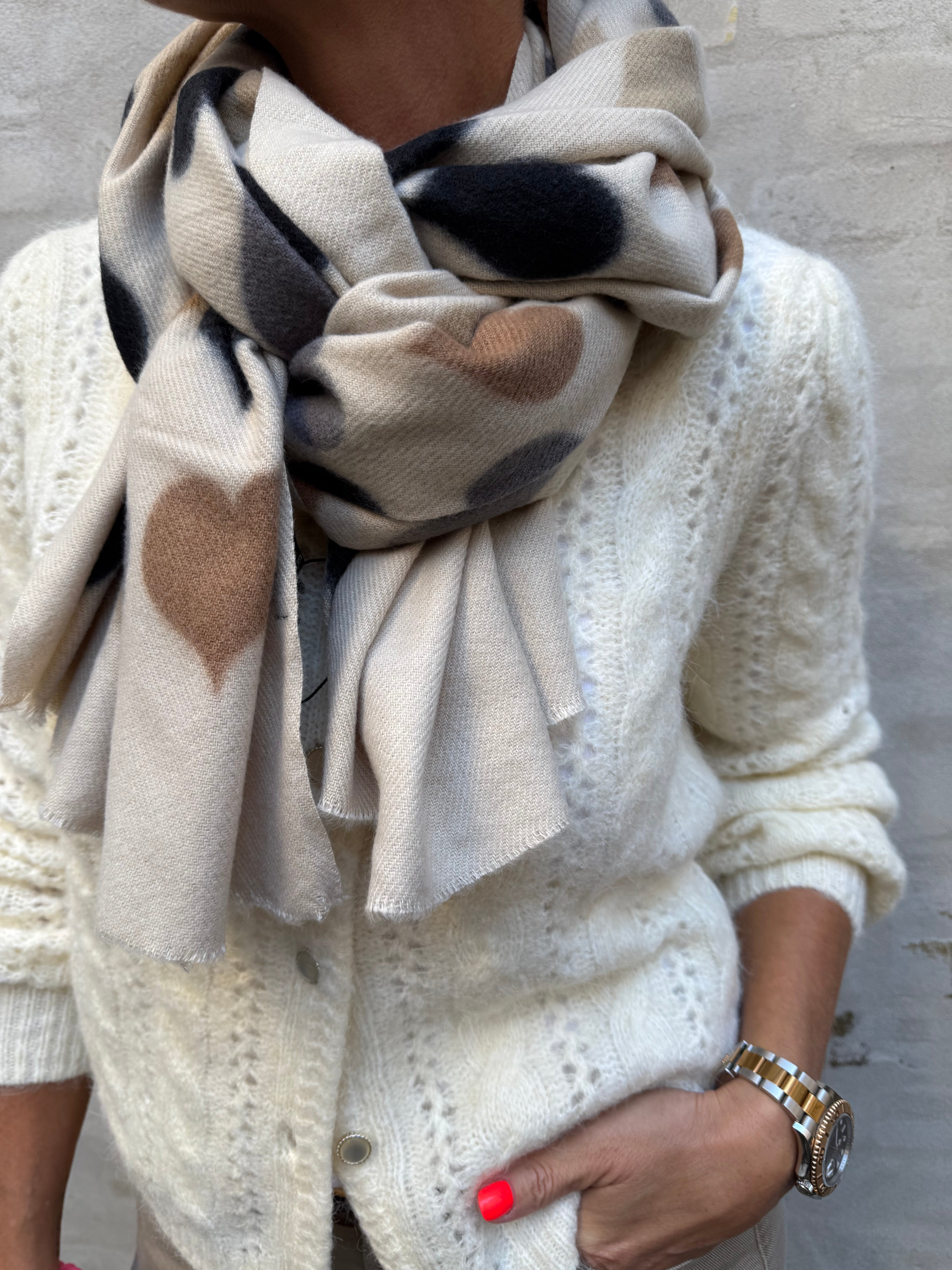 RUMI heart winter scarf - Creme