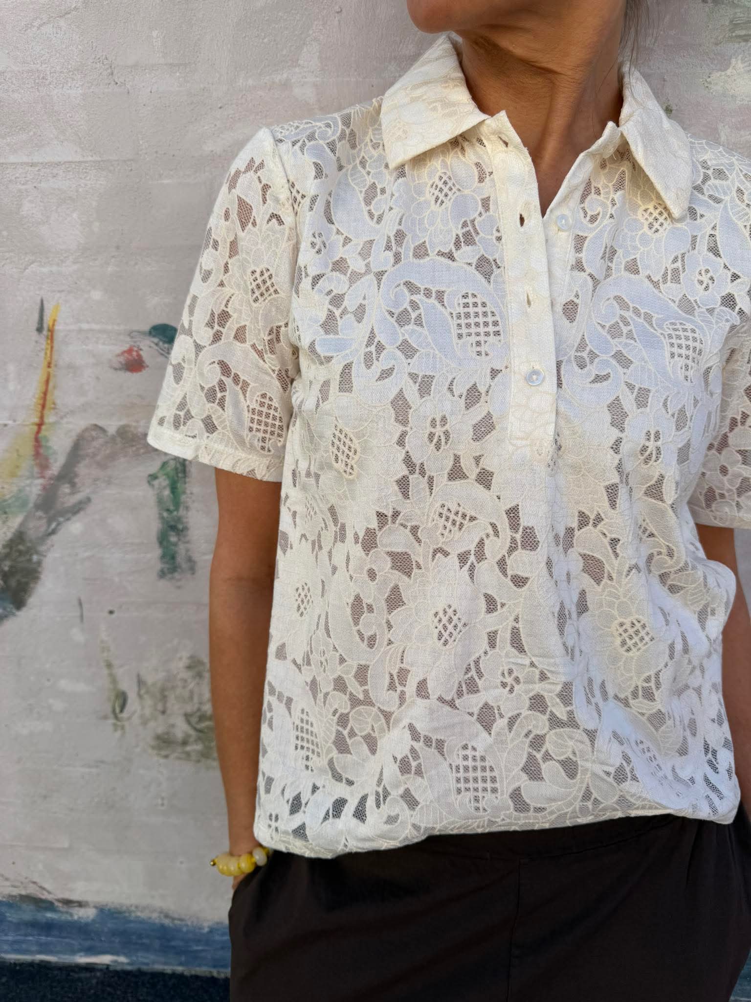 BIANCA POLO TOP - Vit sand