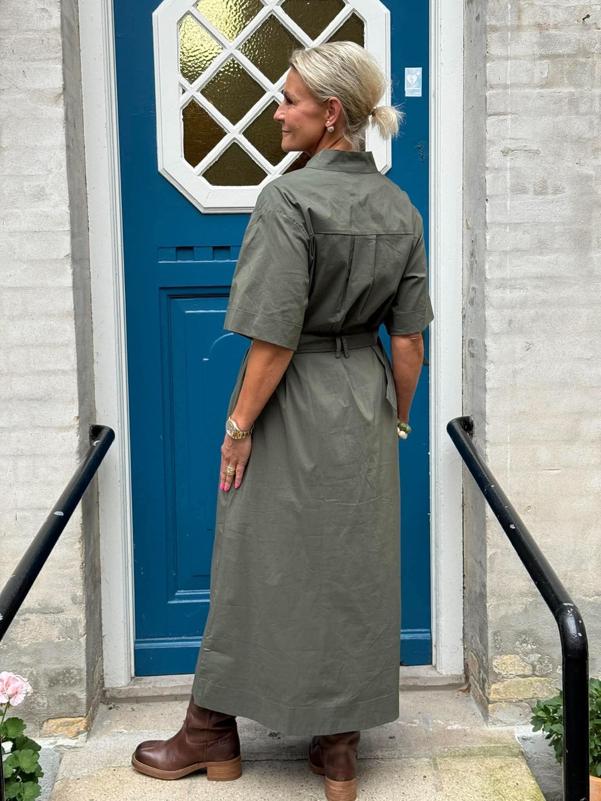 Cina Poplin Dress - Army