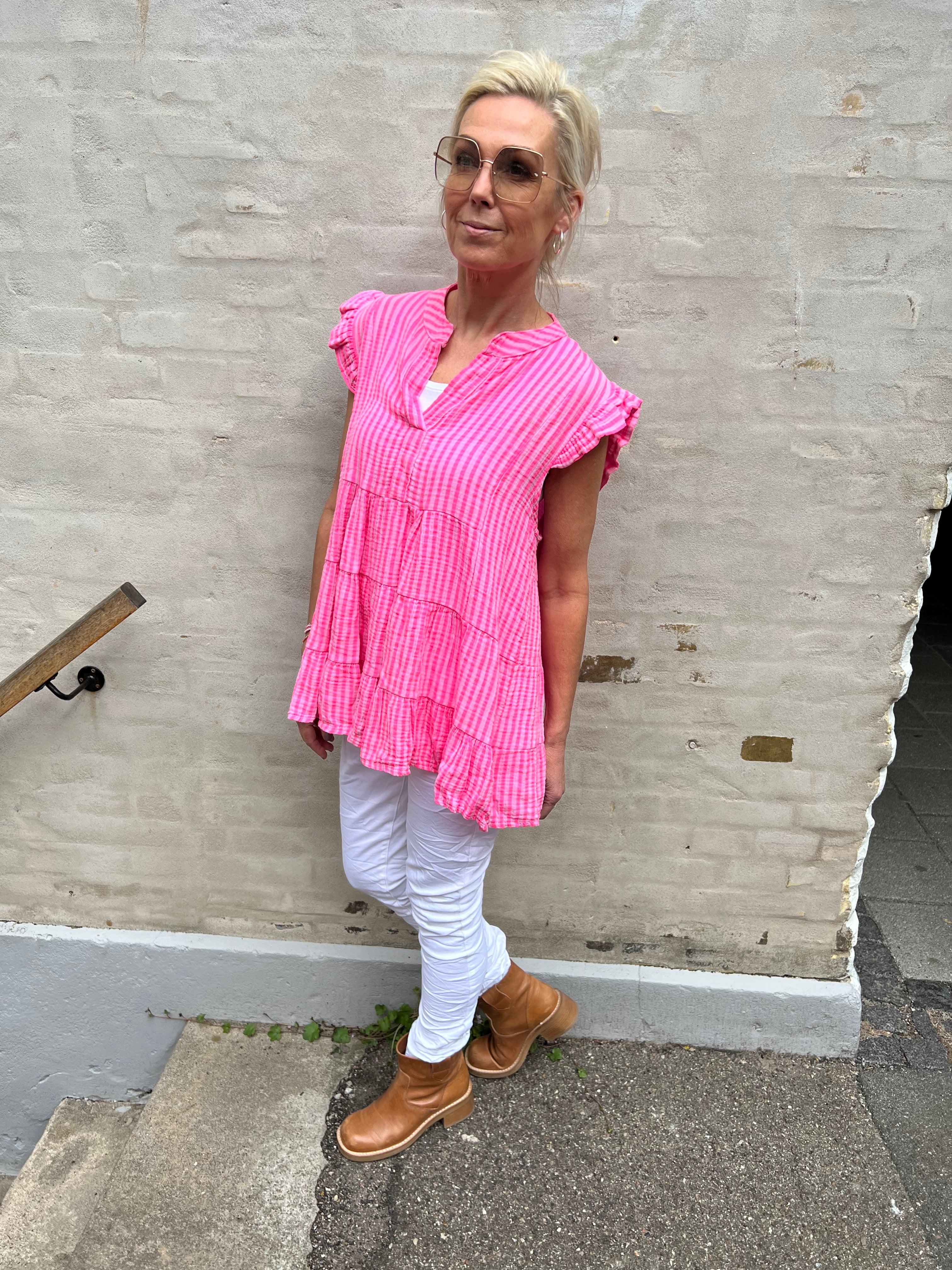 Dolly top strib pink