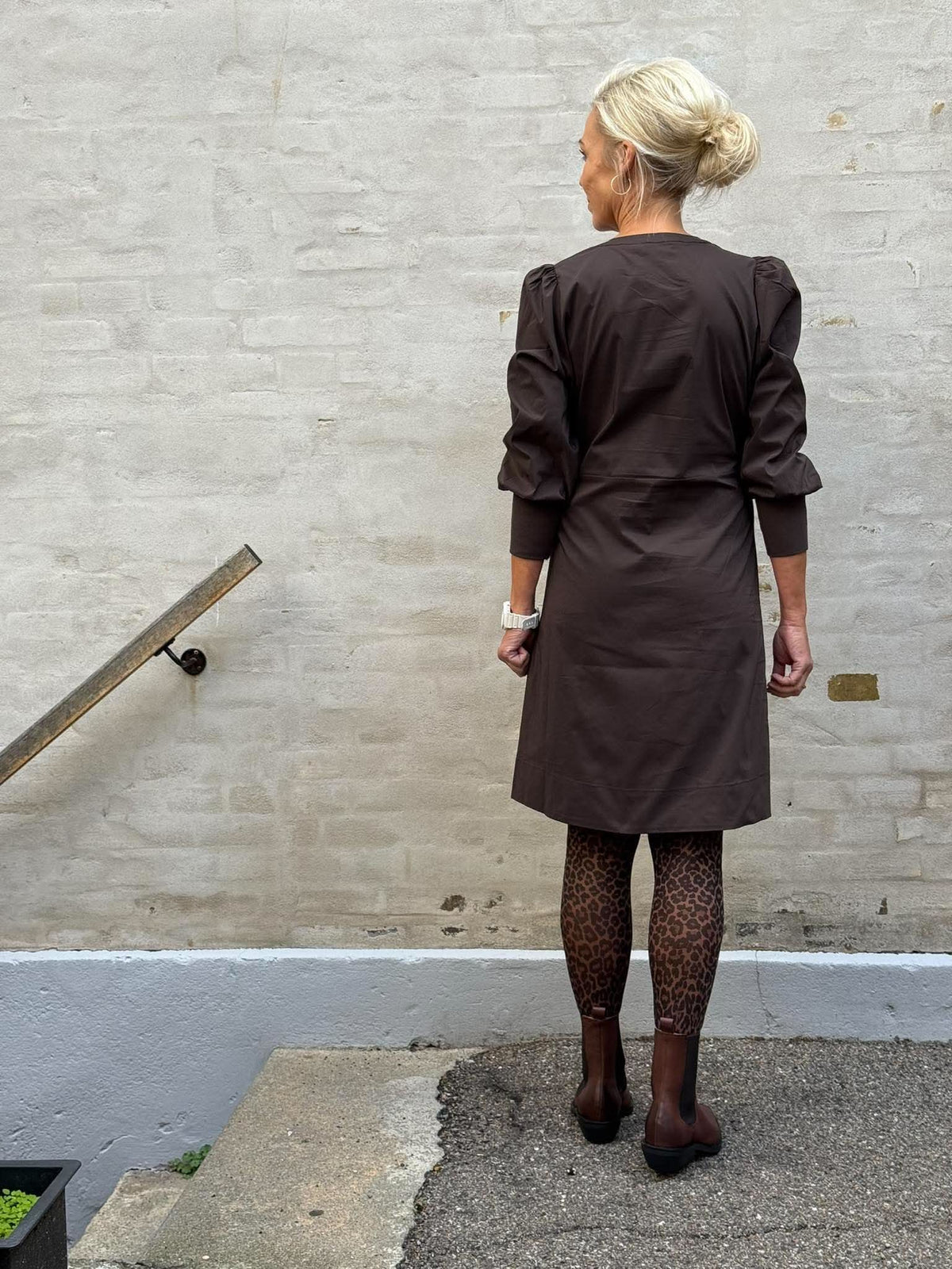 KIEA ANTOINETT 3/4 RIB DRESS - Demitasse