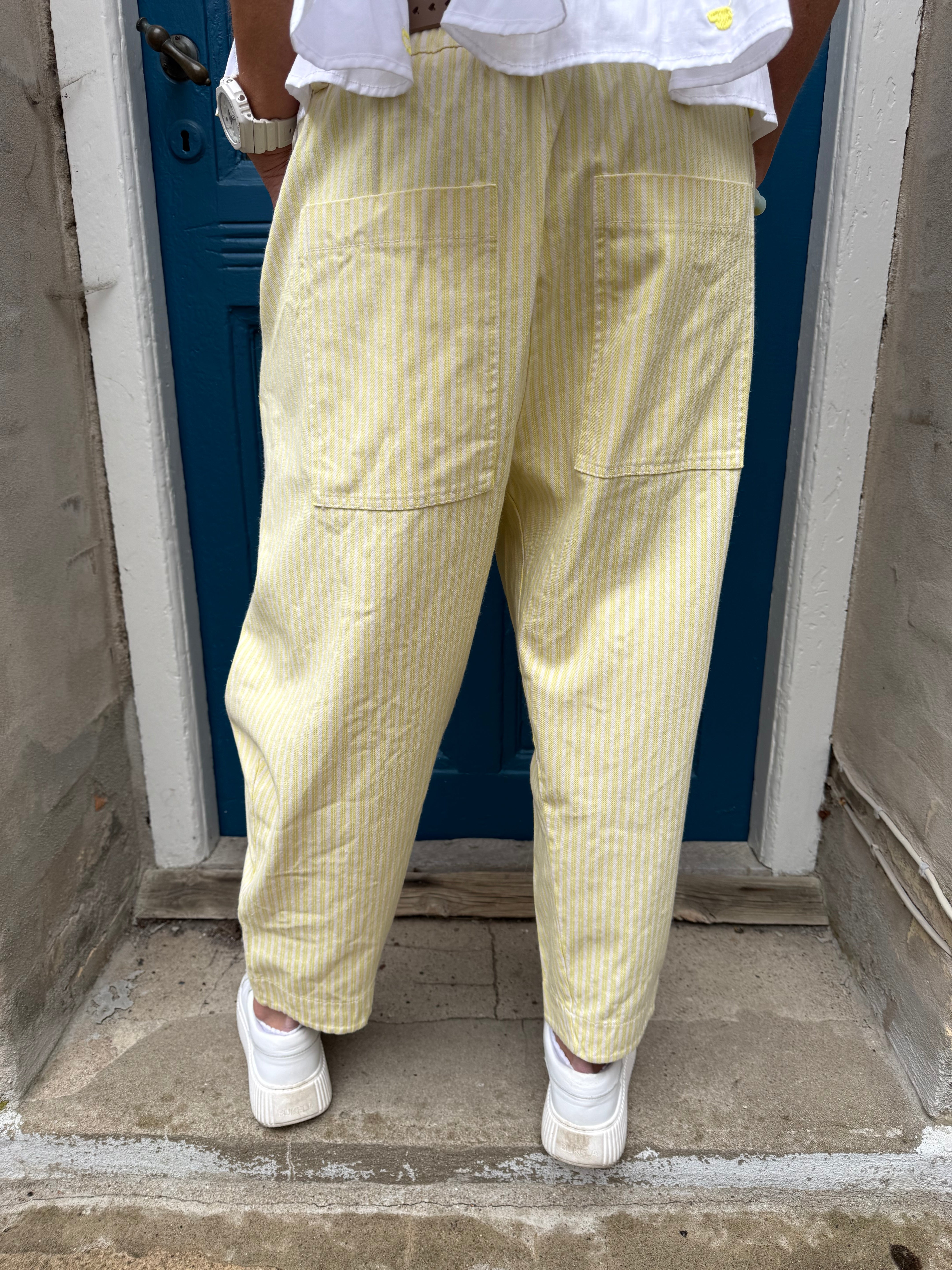 Vera Striped Pants - Striped Yellow