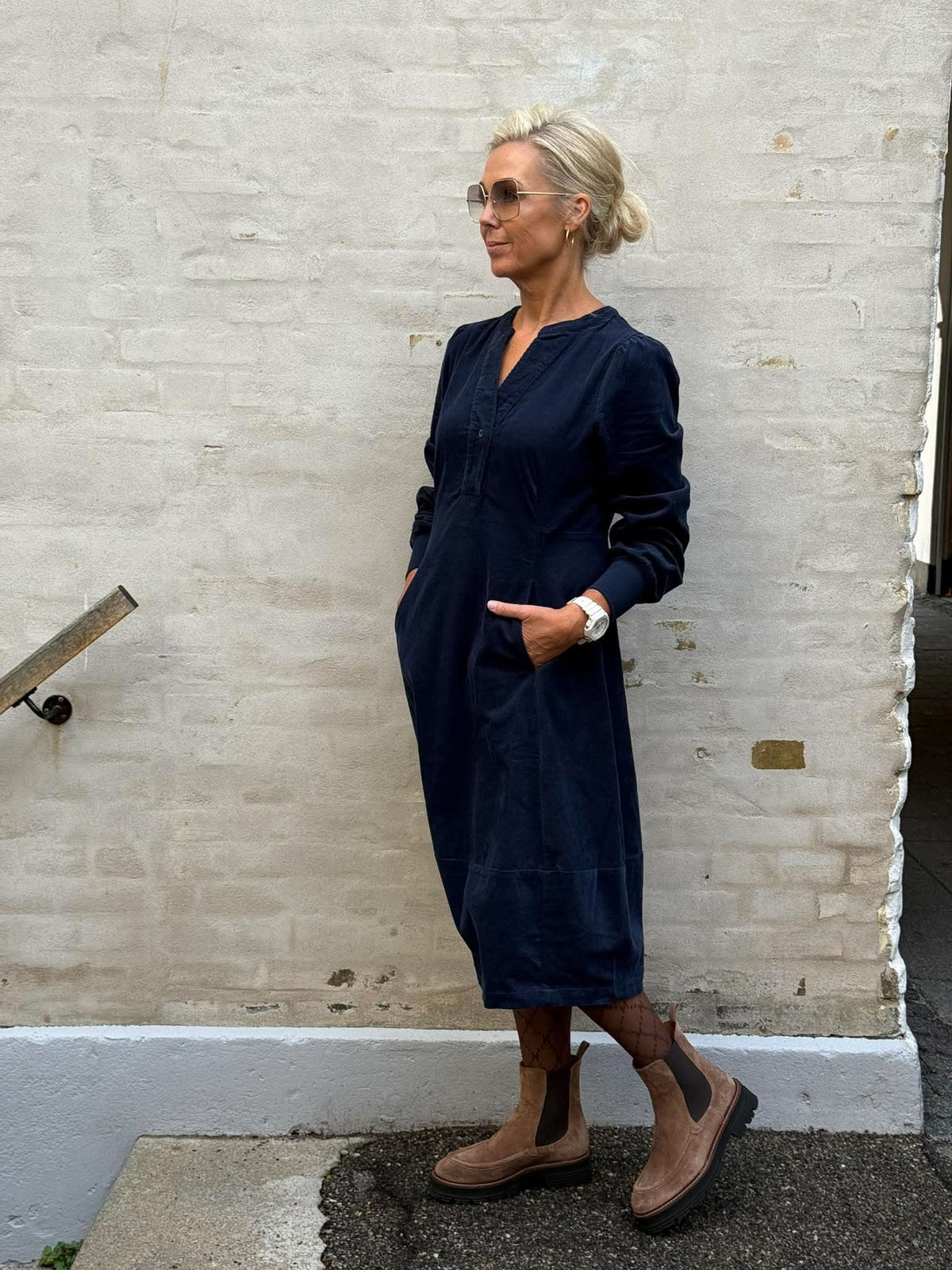 Rhaena LS Dress - Dress Blues