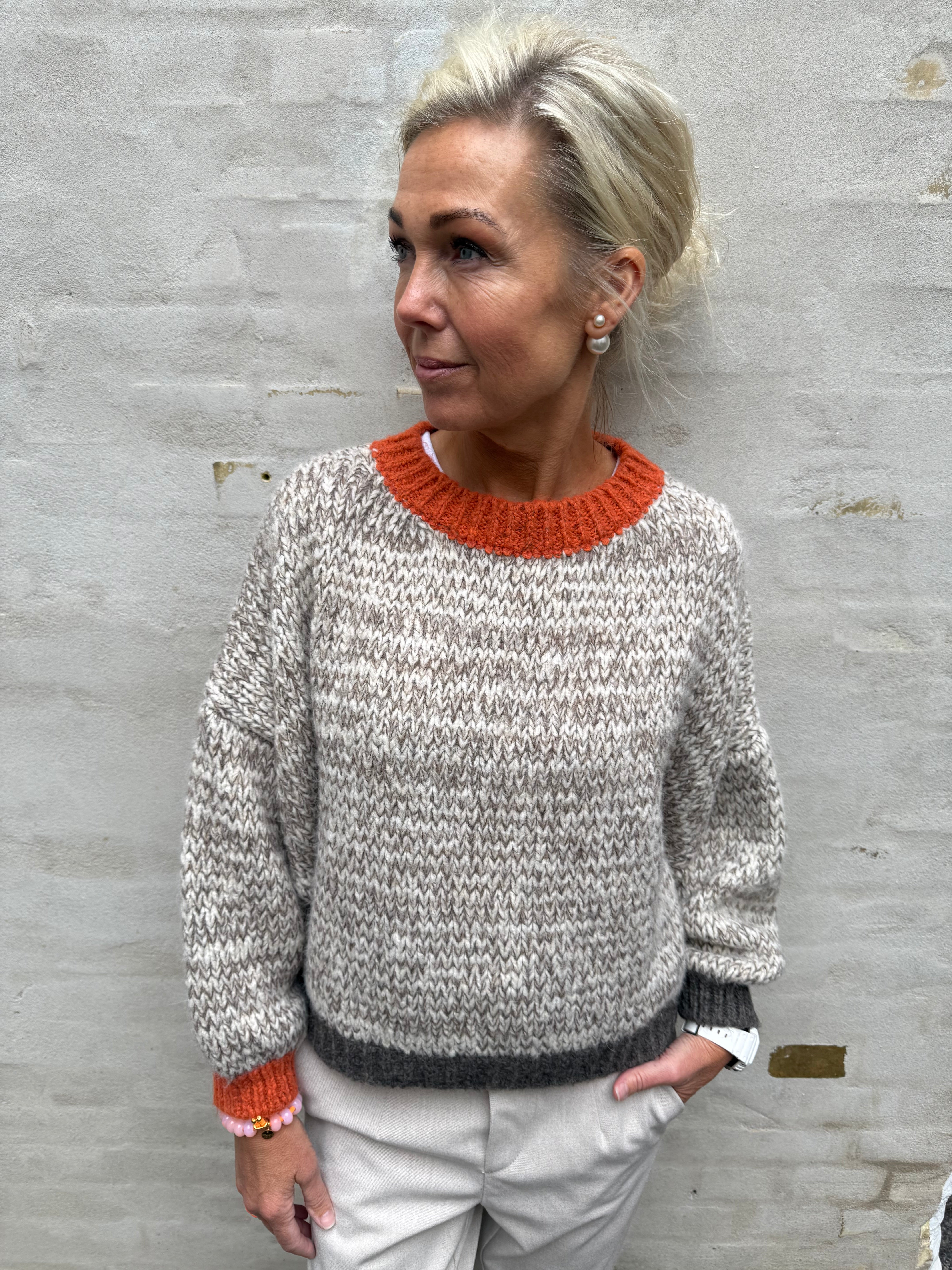 Loretta Knit - Beige/Pumpkin