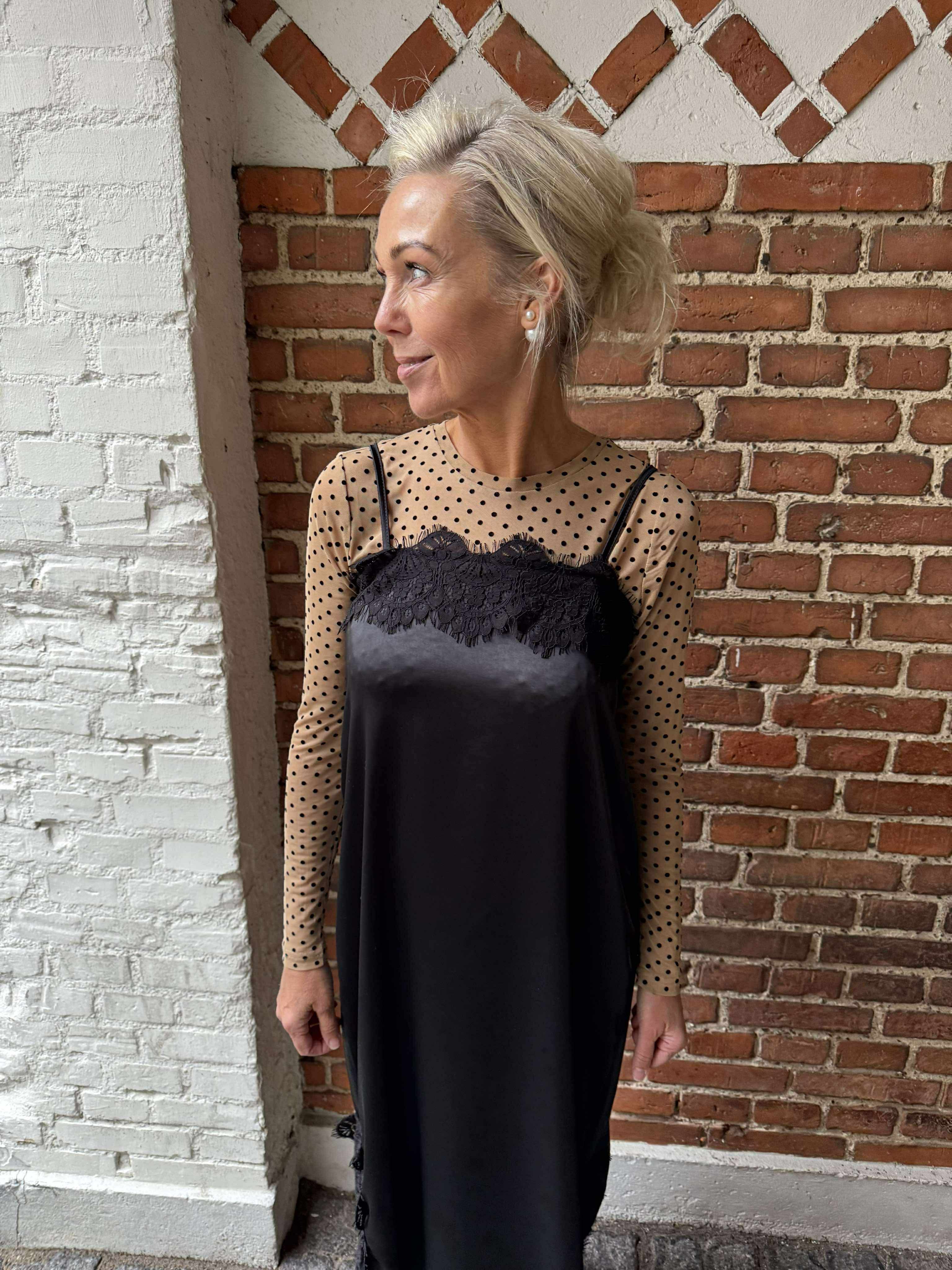 Evie Lace Strap Dress - Black