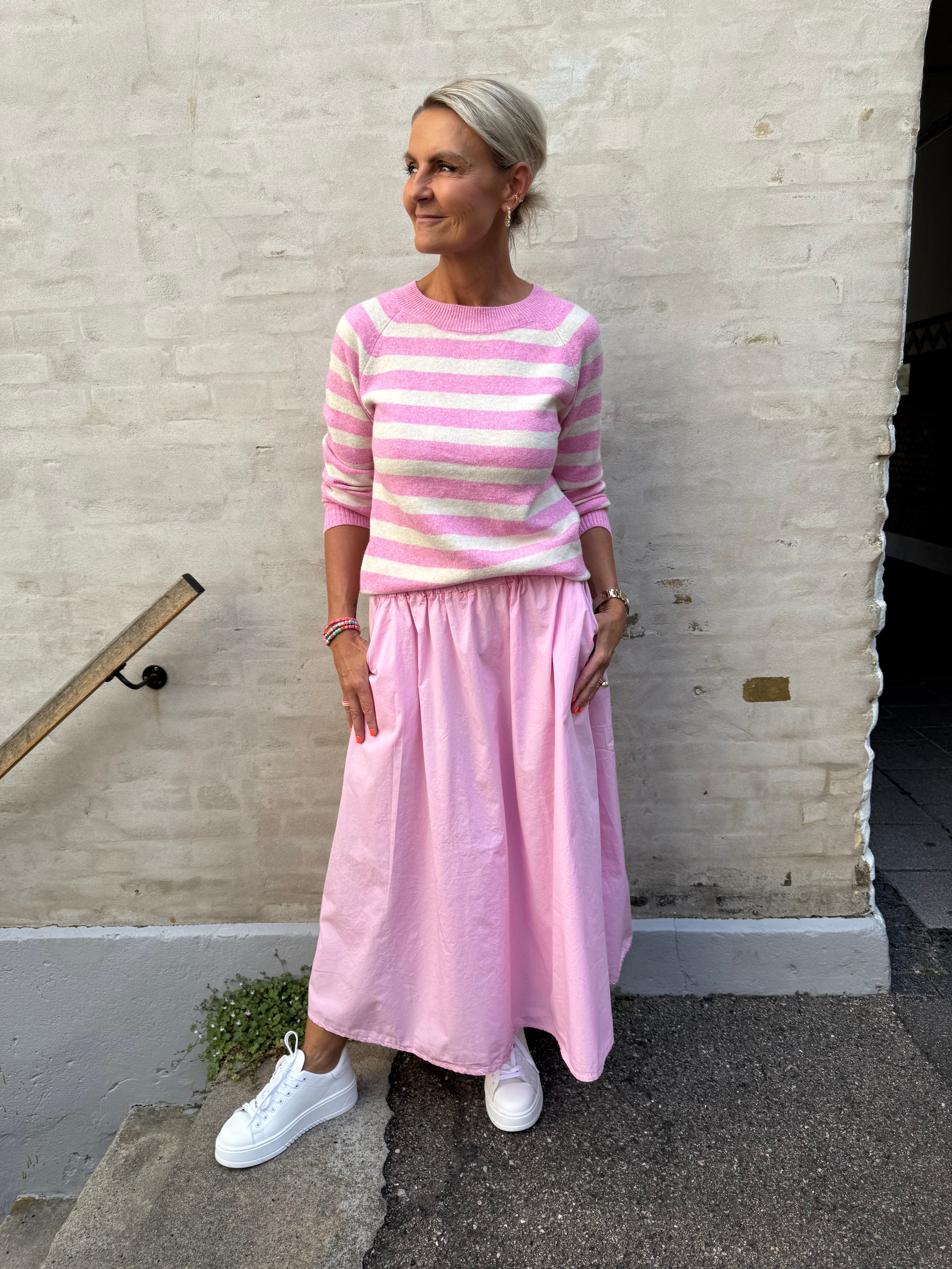DOFFY O-NECK BLOUSE - Fuchsia Pink/BIRCH