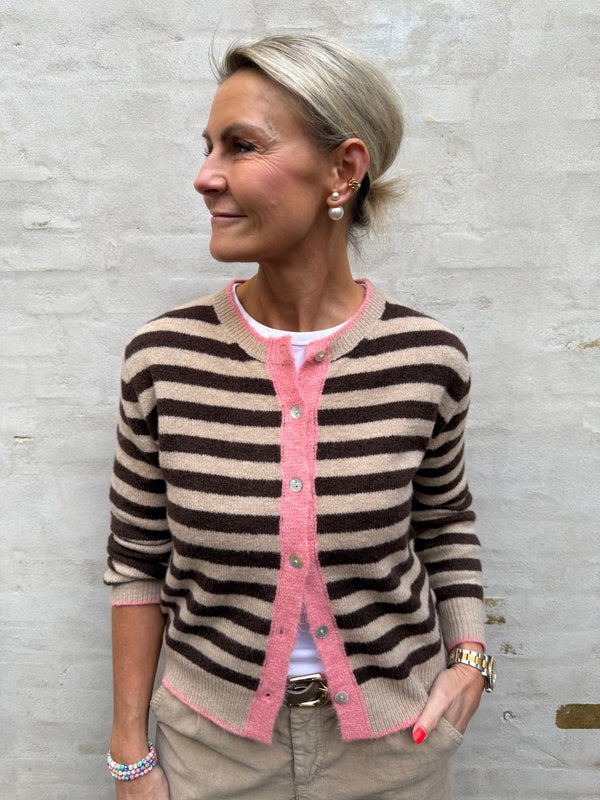 Nayse Cardigan - Mocca stripe