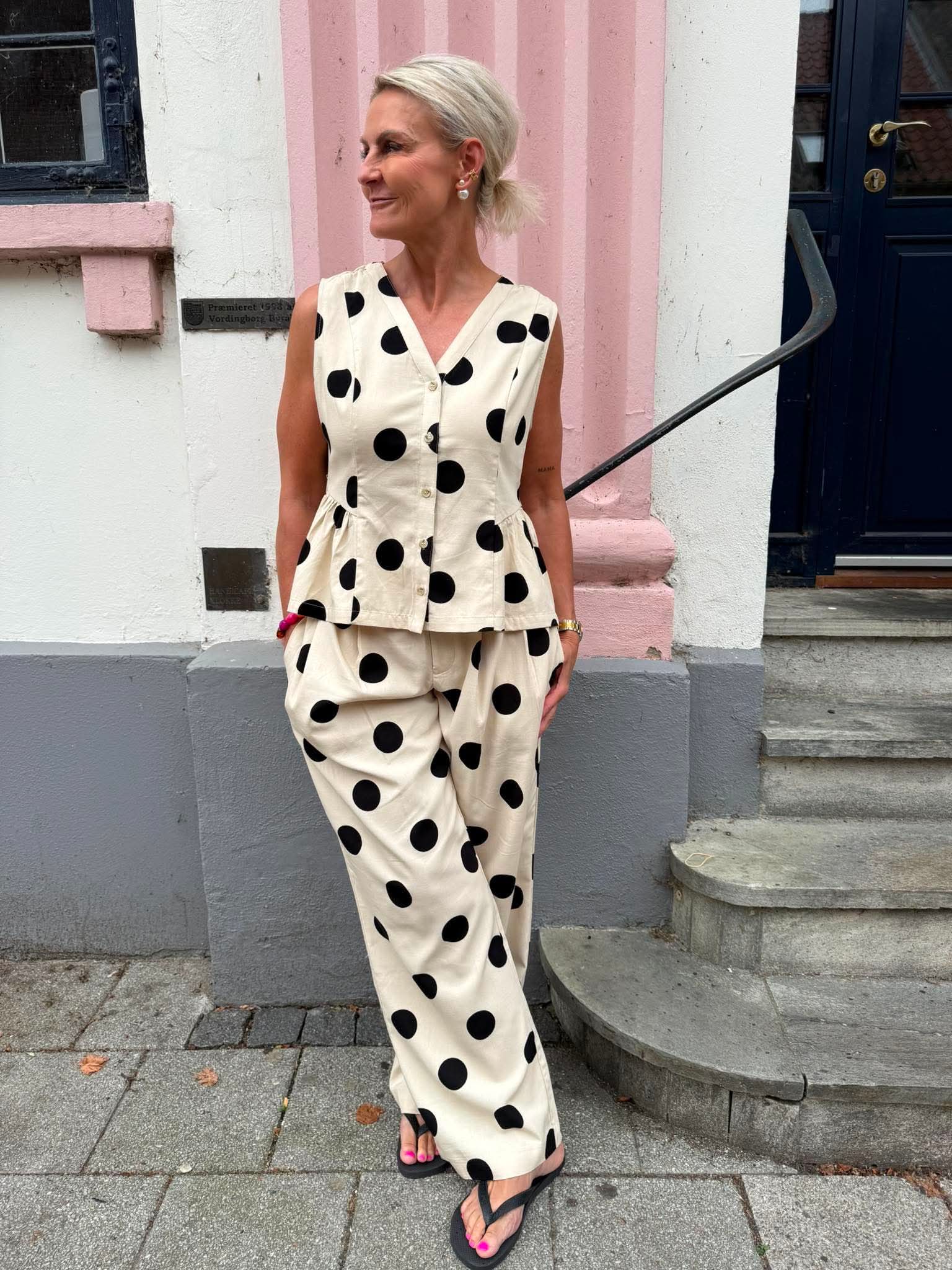 Tika topp - Whitecap/Black Dot