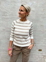 DOFFY O-NECK BLOUSE - Birch/W. Sepia