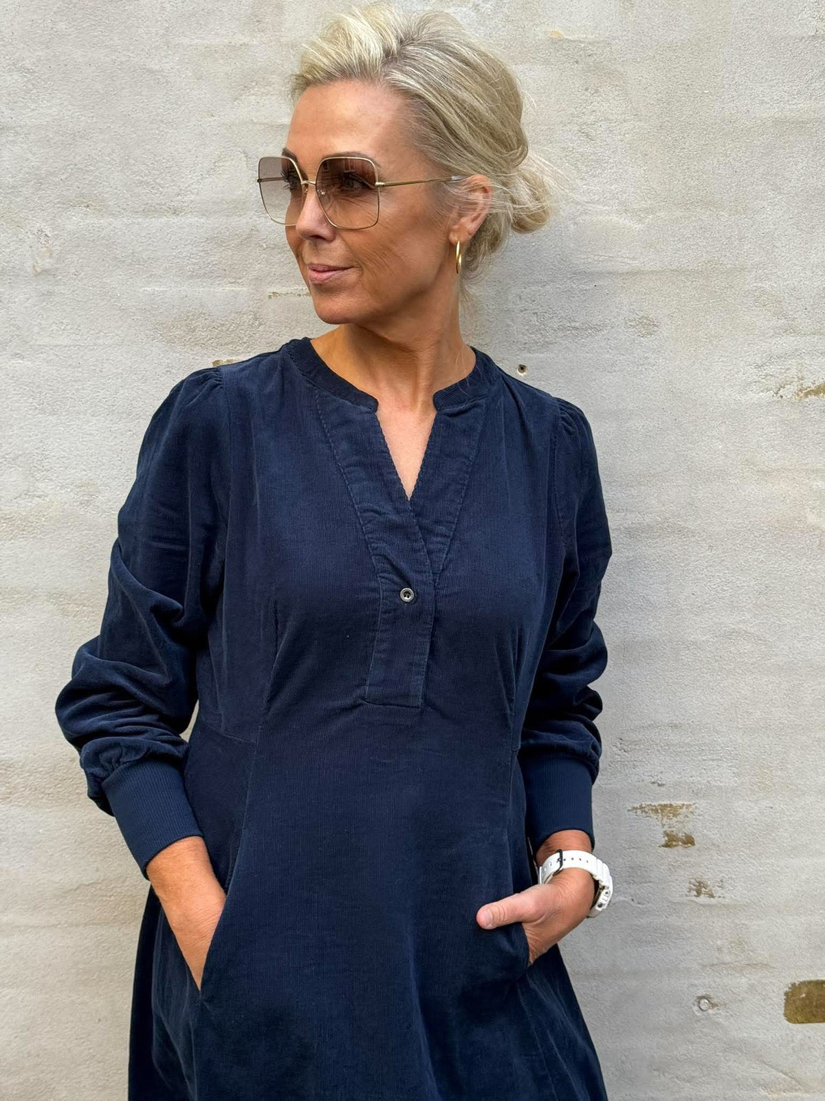 Rhaena LS Dress - Dress Blues