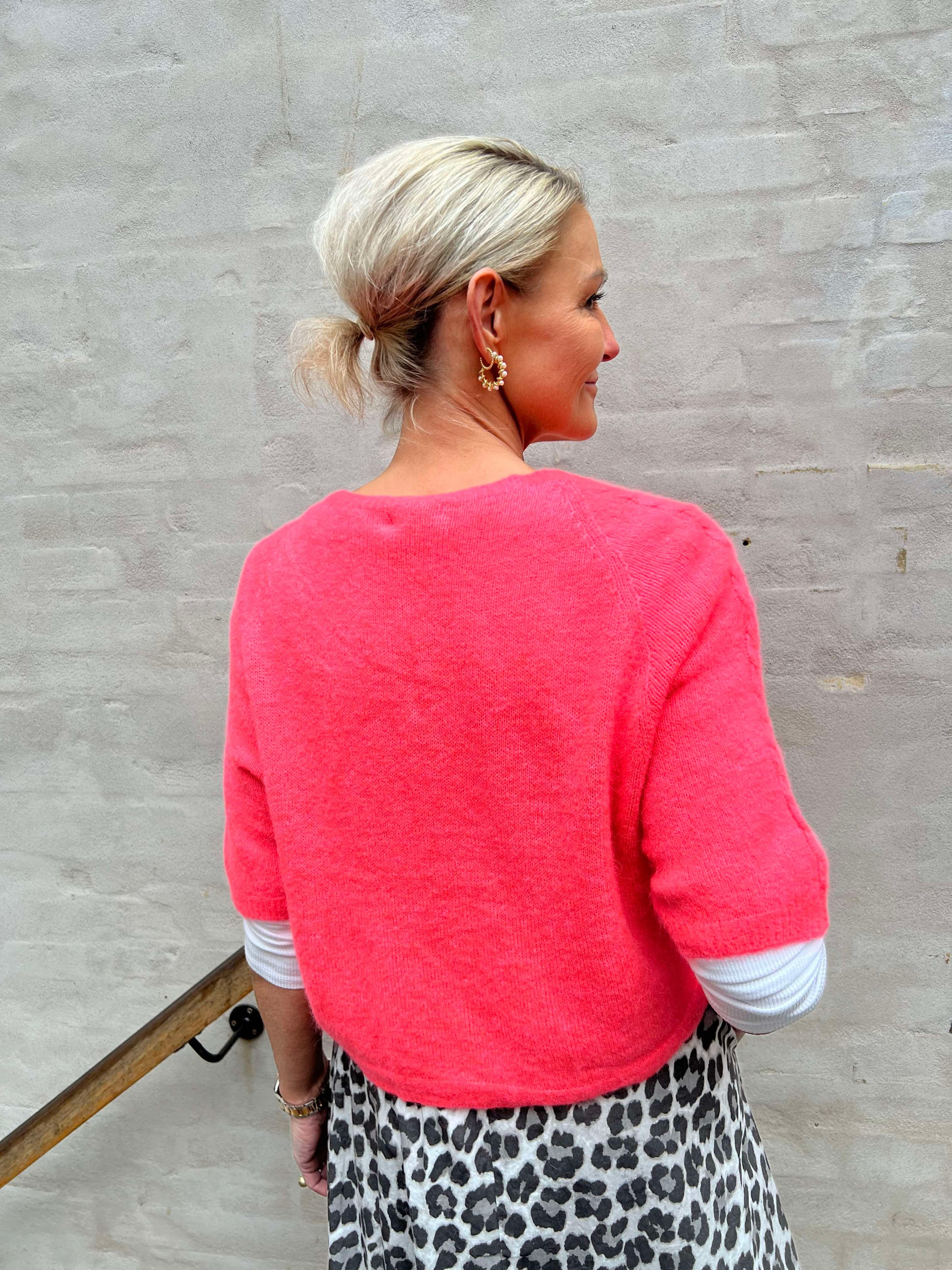 Short sleeve cardigan coral