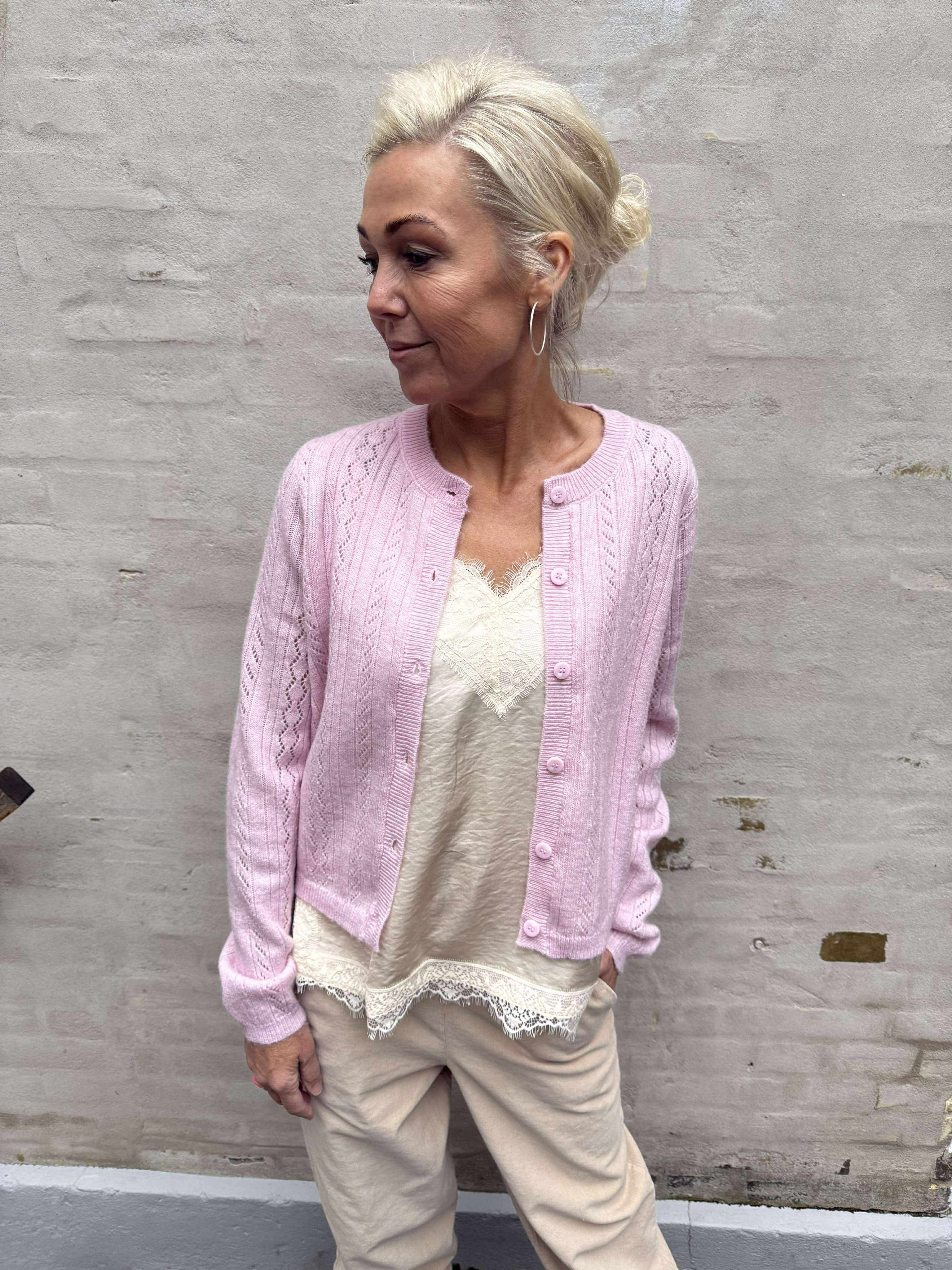 APRIL LIFE LS O-NECK CARDIGAN - Fragrant Lilac MELANGE