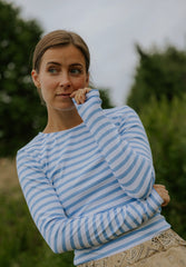 Everyday Stripes LS Blouse - Light Blue/White