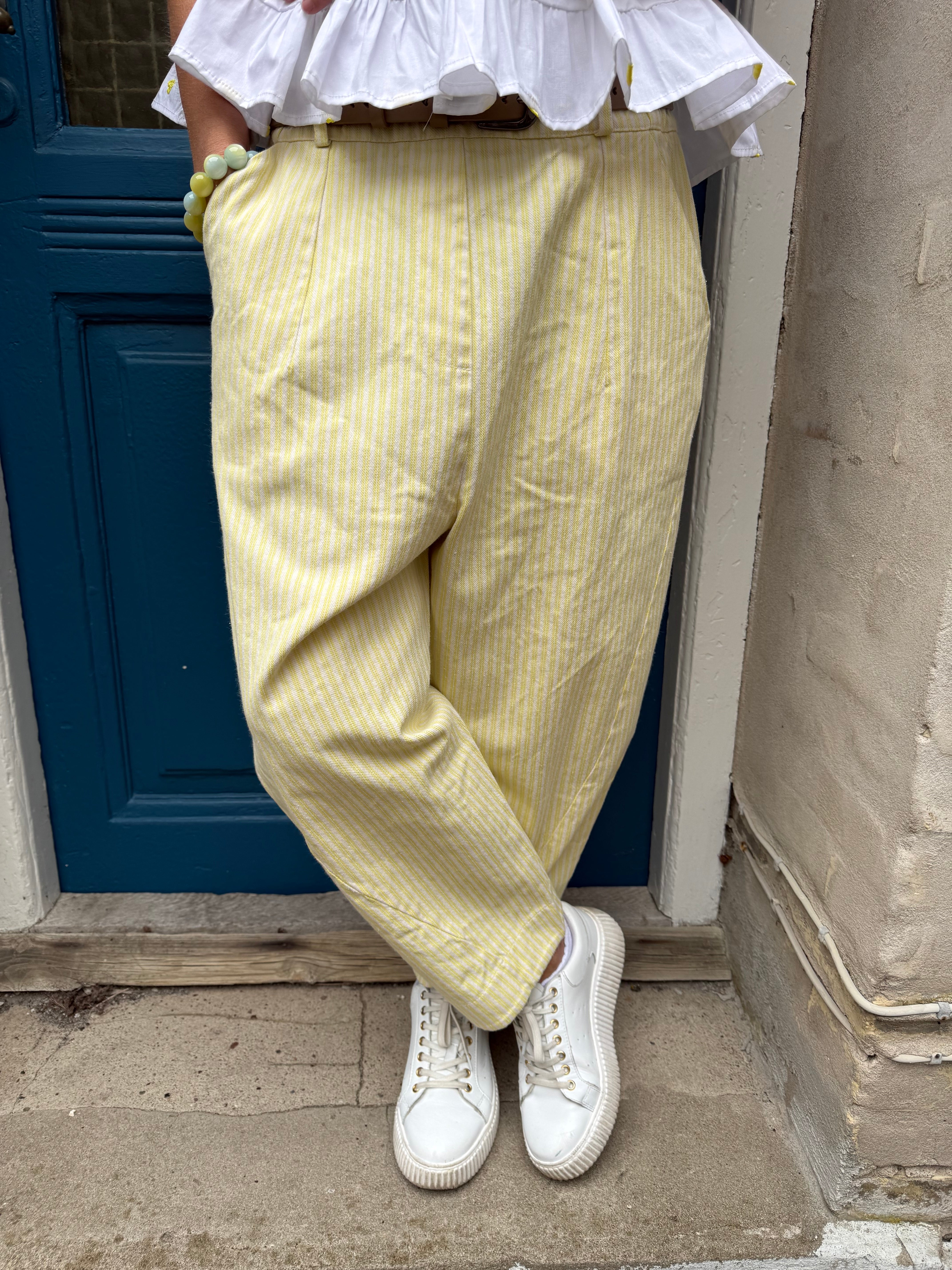Vera Striped Pants - Striped Yellow