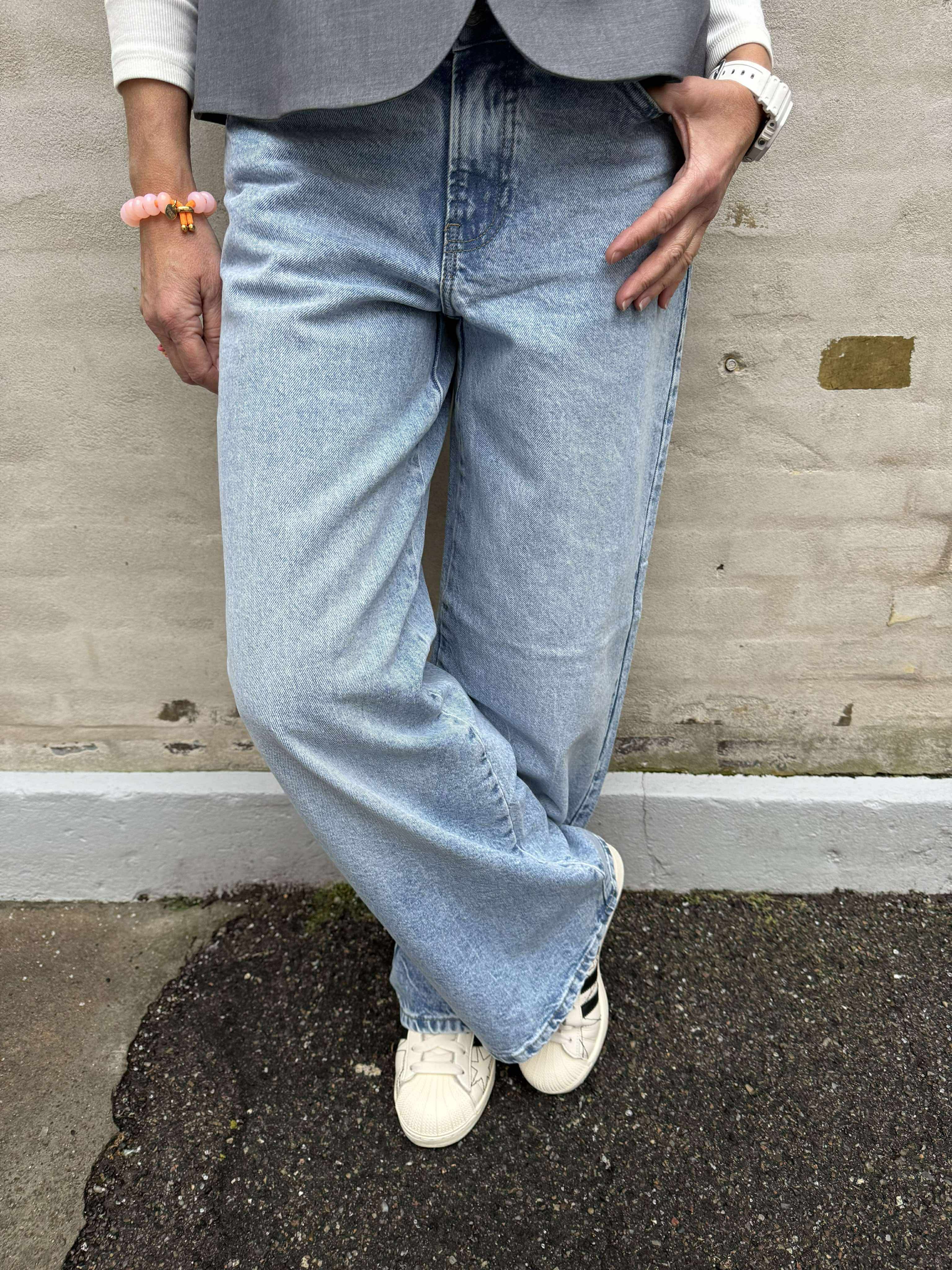 Selma low waist wide jeans - Light Blue Denim