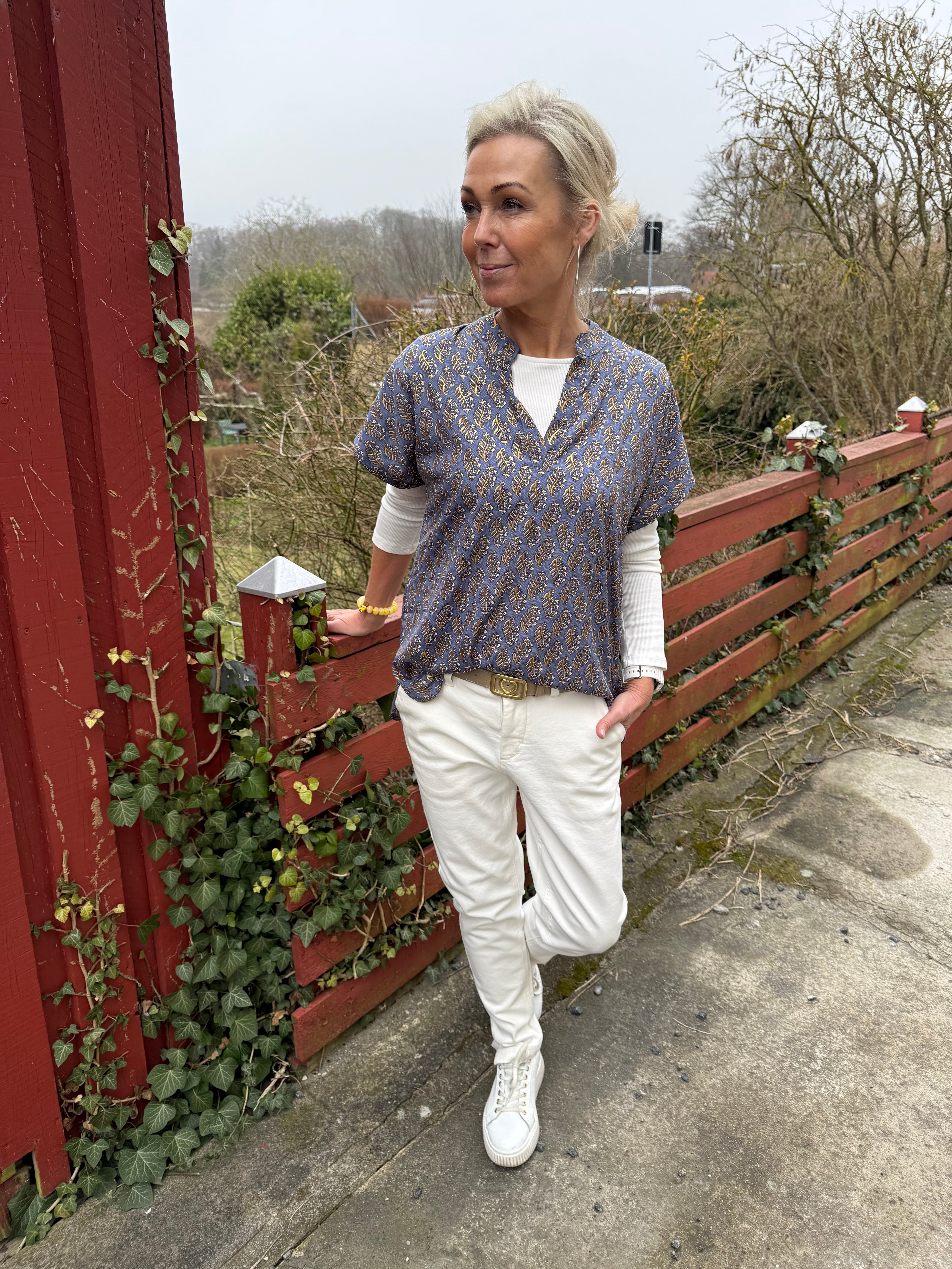 LUNA Andrea s/s Blouse - Blue Mist