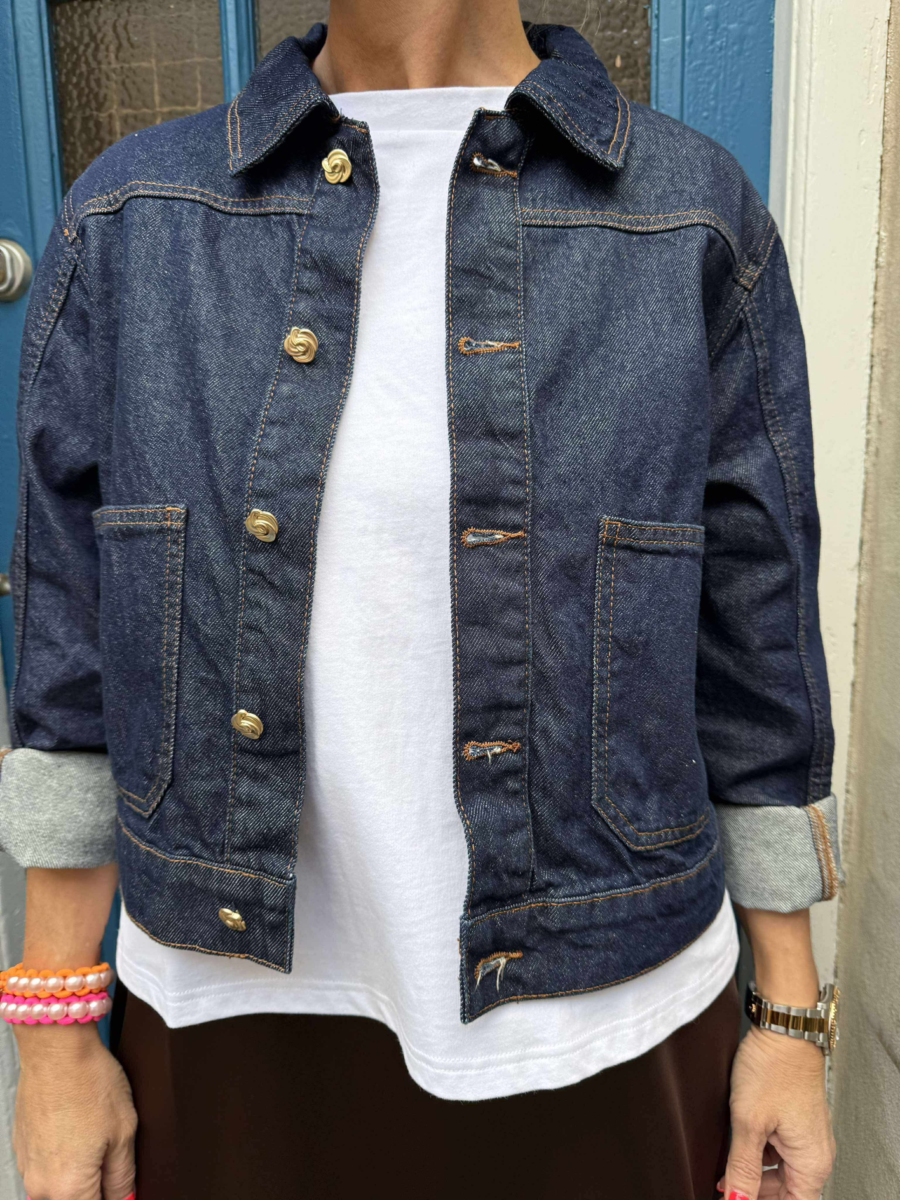 MALIN DENIM JACKET - Dark Blue Denim RAW UNWASHED