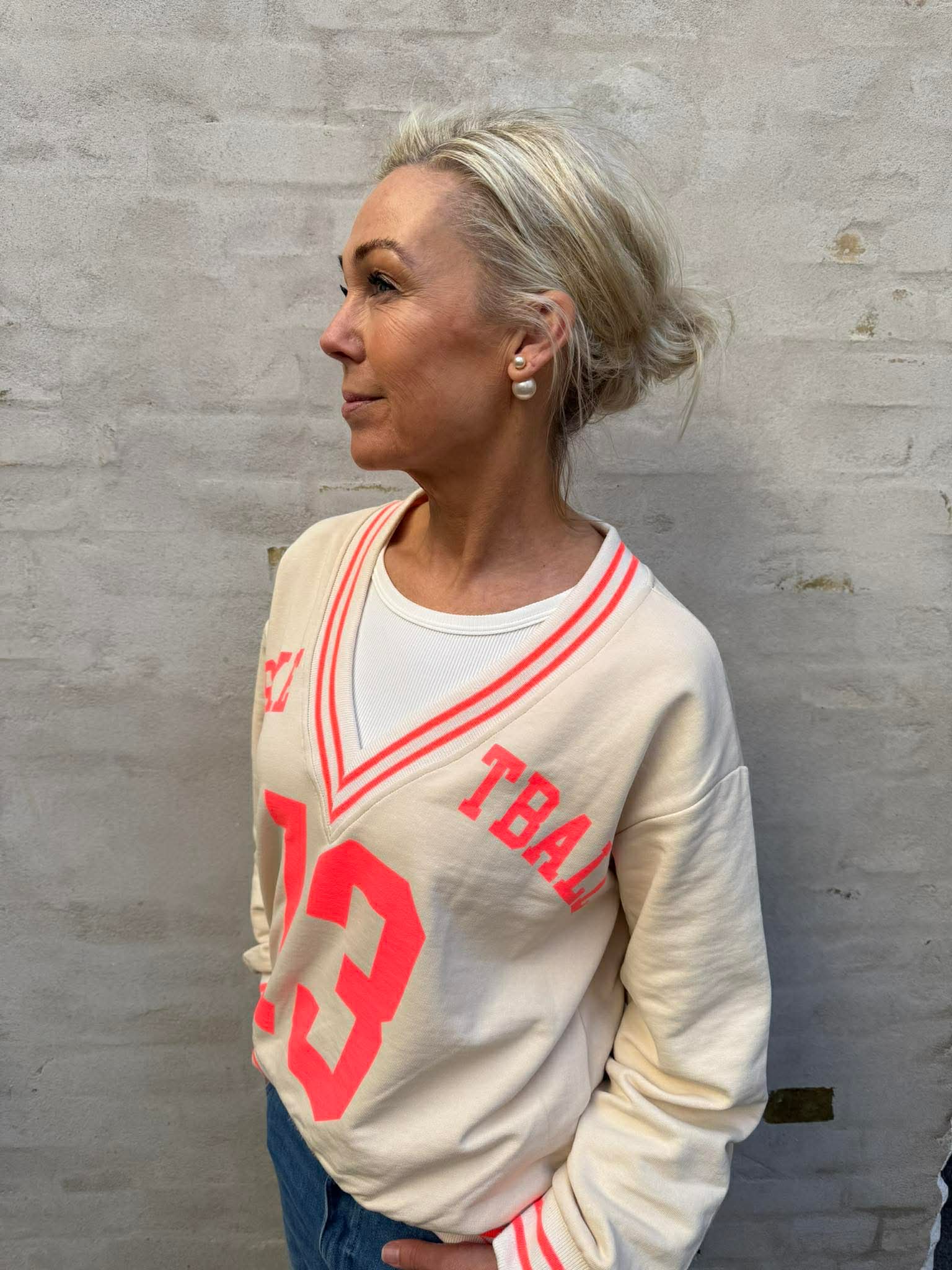 Basket Sweatshirt - Beige/Coral