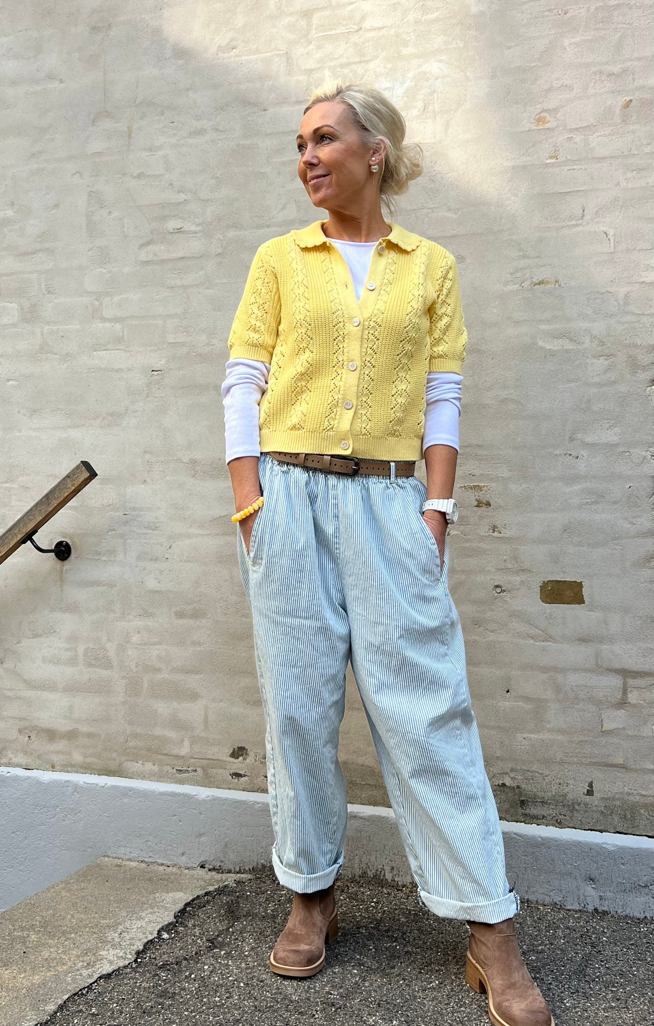 Paola Striped Pants - Light Blue