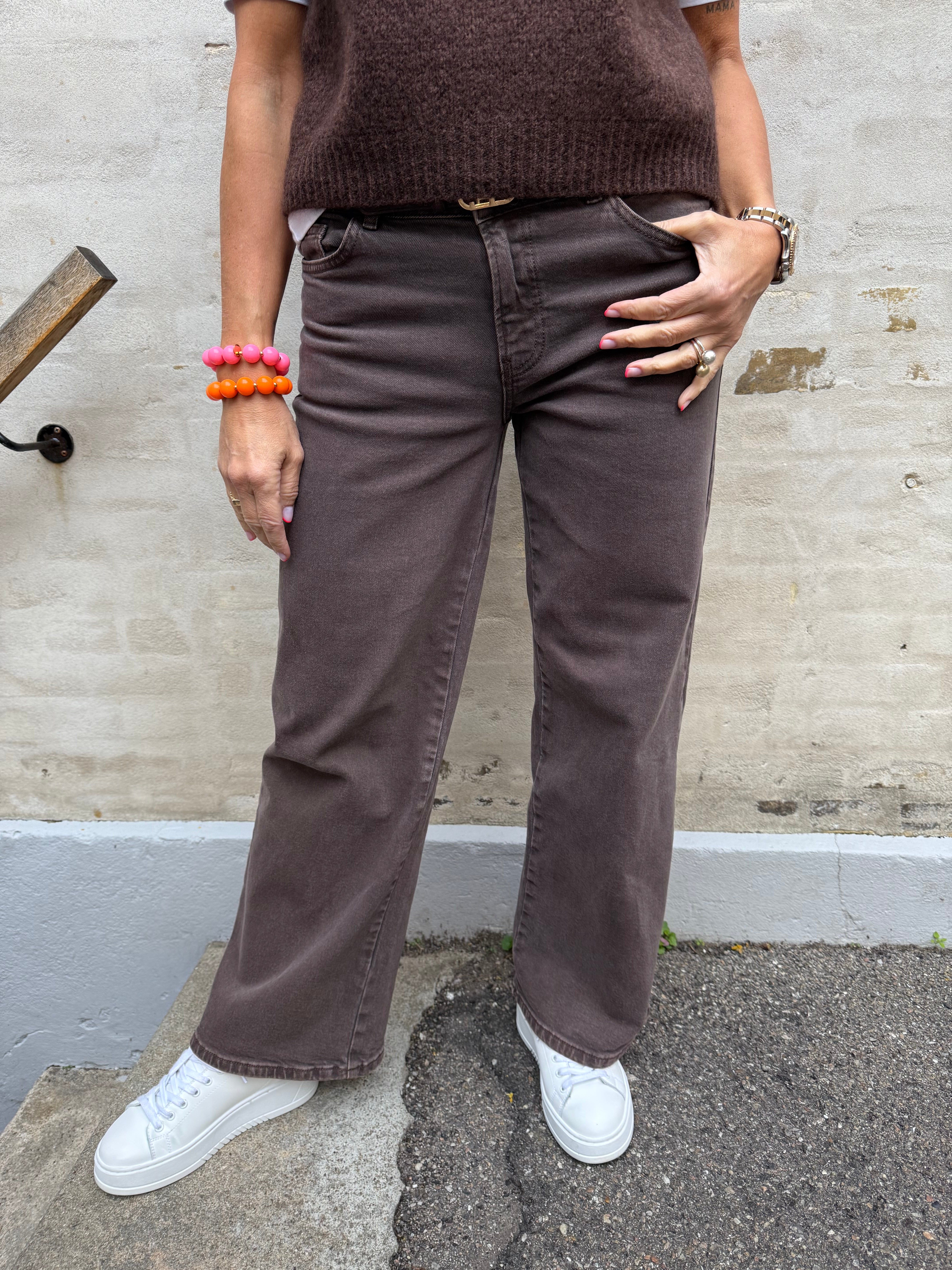 Selma Low Waist Wide Jeans - Hot Fudge