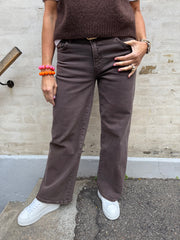 Selma Low Waist Wide Jeans - Hot Fudge