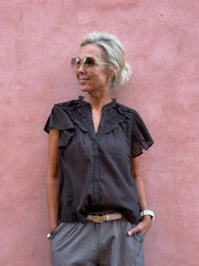 Vinsa S Voile Top - Dark Brown