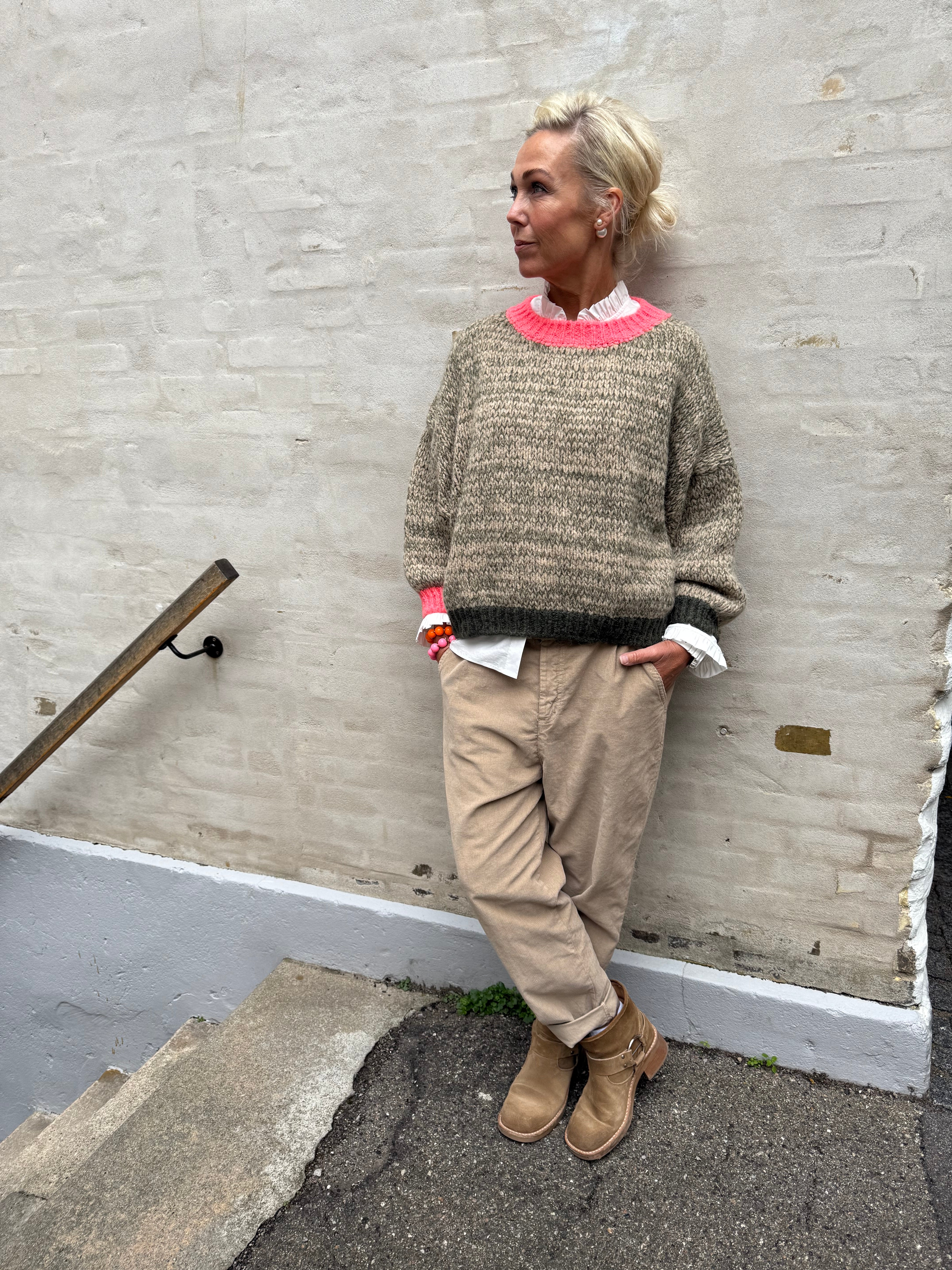 Loretta Knit - Army/Coral