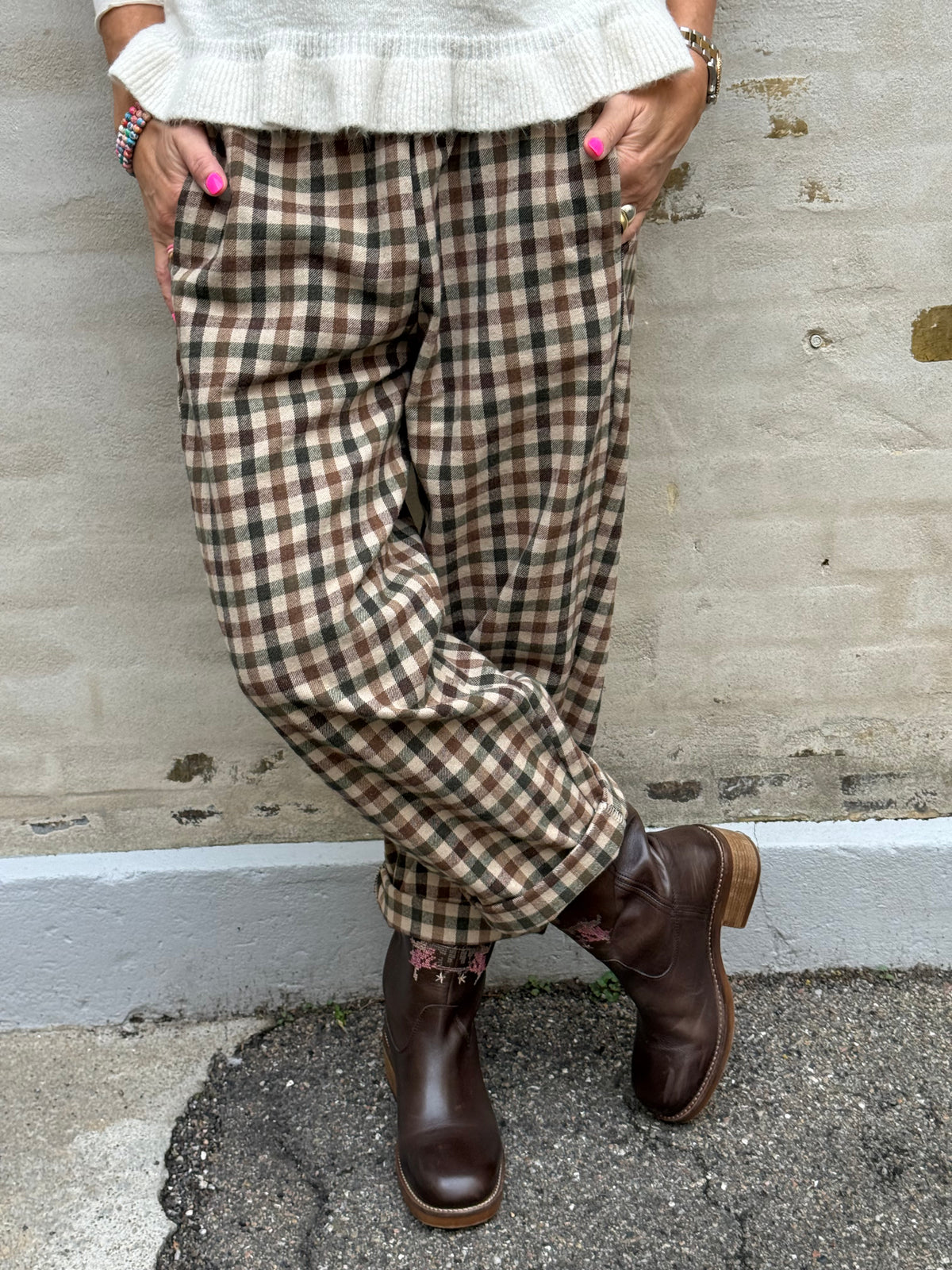 Lotta Check Pants - Khaki/Brown/Beige