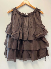 Ruffle Top - Dakr Brown