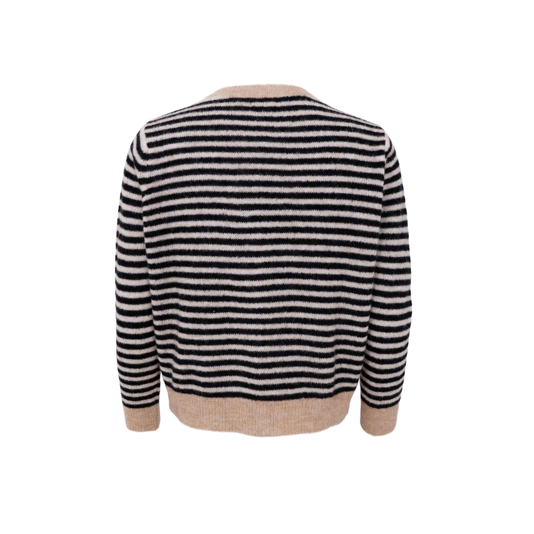 PREORDER-DELL Striped Knit Cardigan - Black