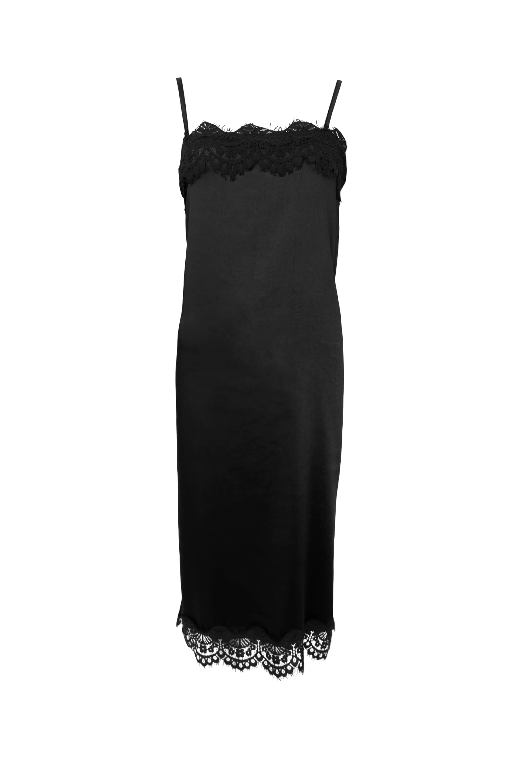 Evie Lace Strap Dress - Black