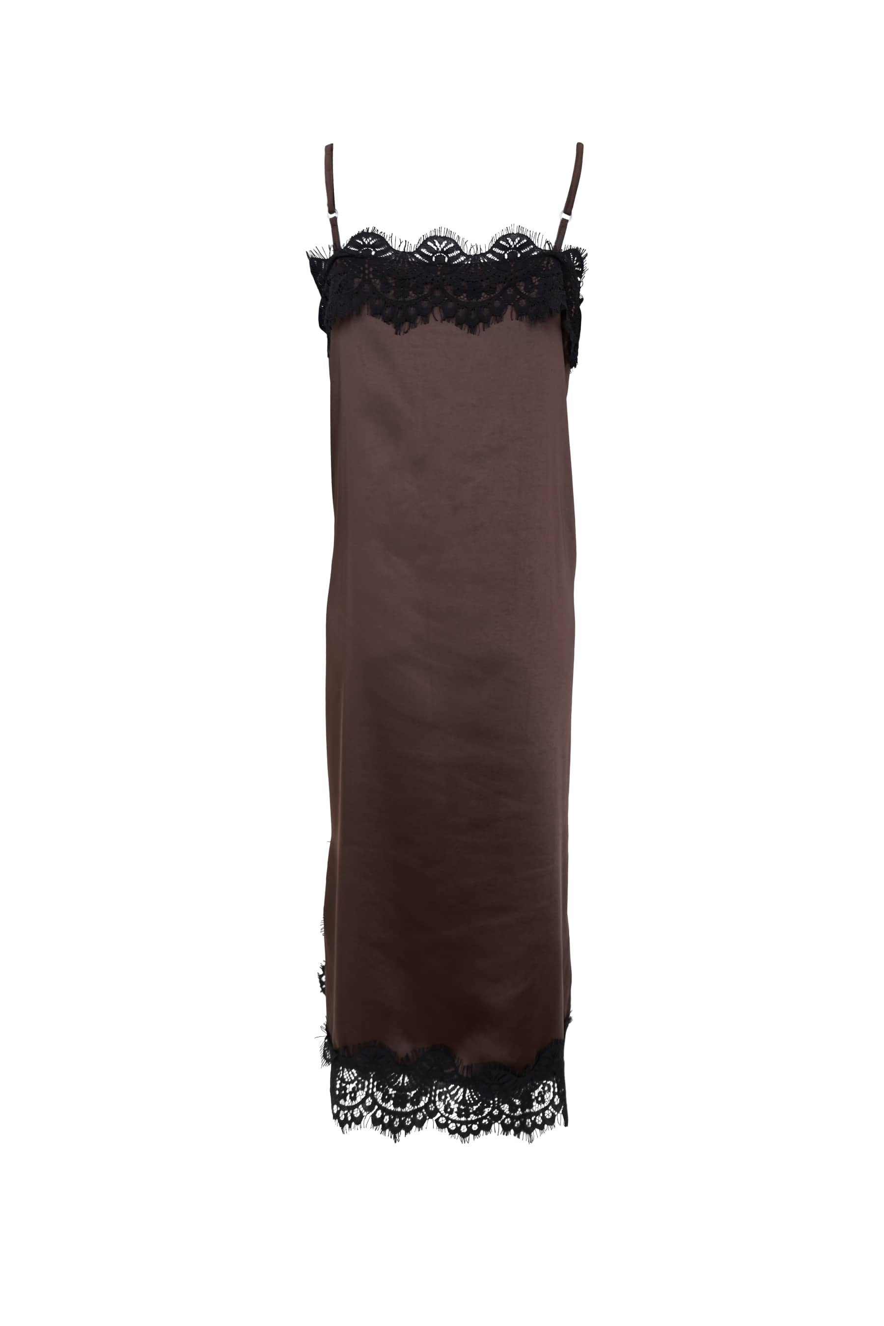 Evie Lace Strap Dress - Coffee