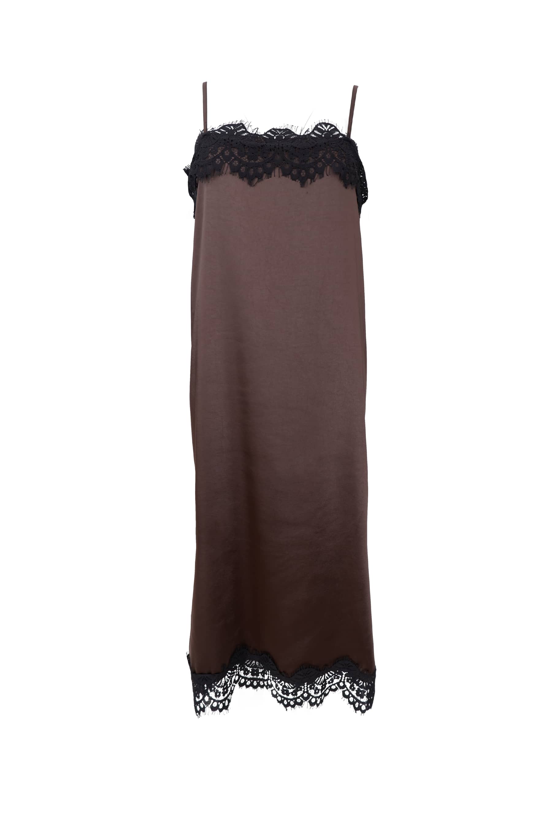 Evie Lace Strap Dress - Coffee