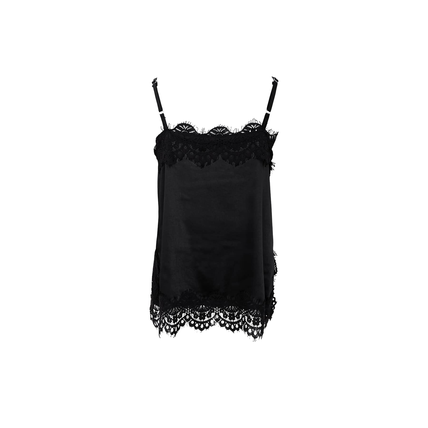 Evie Lace Strap Top - Black
