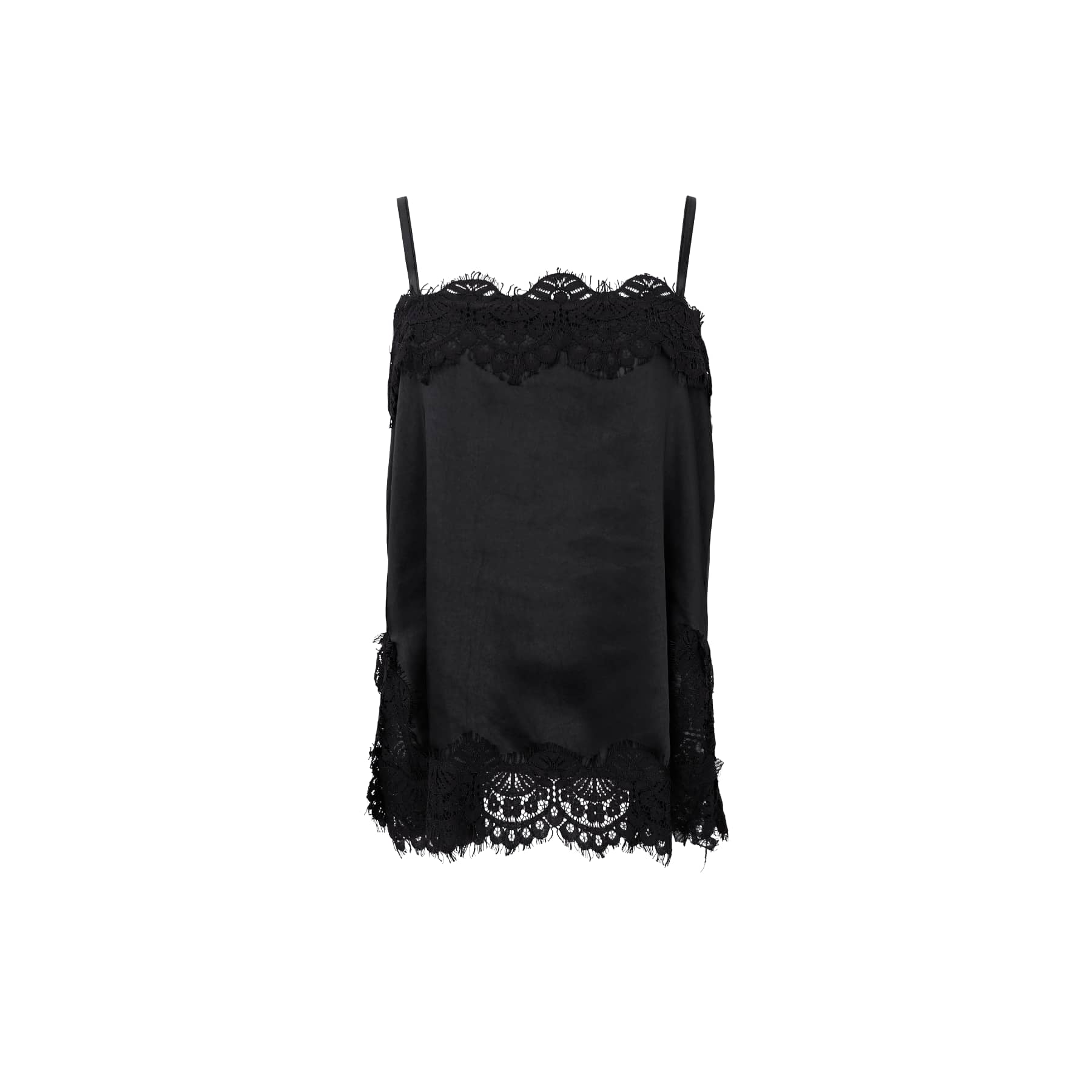 Evie Lace Strap Top - Black