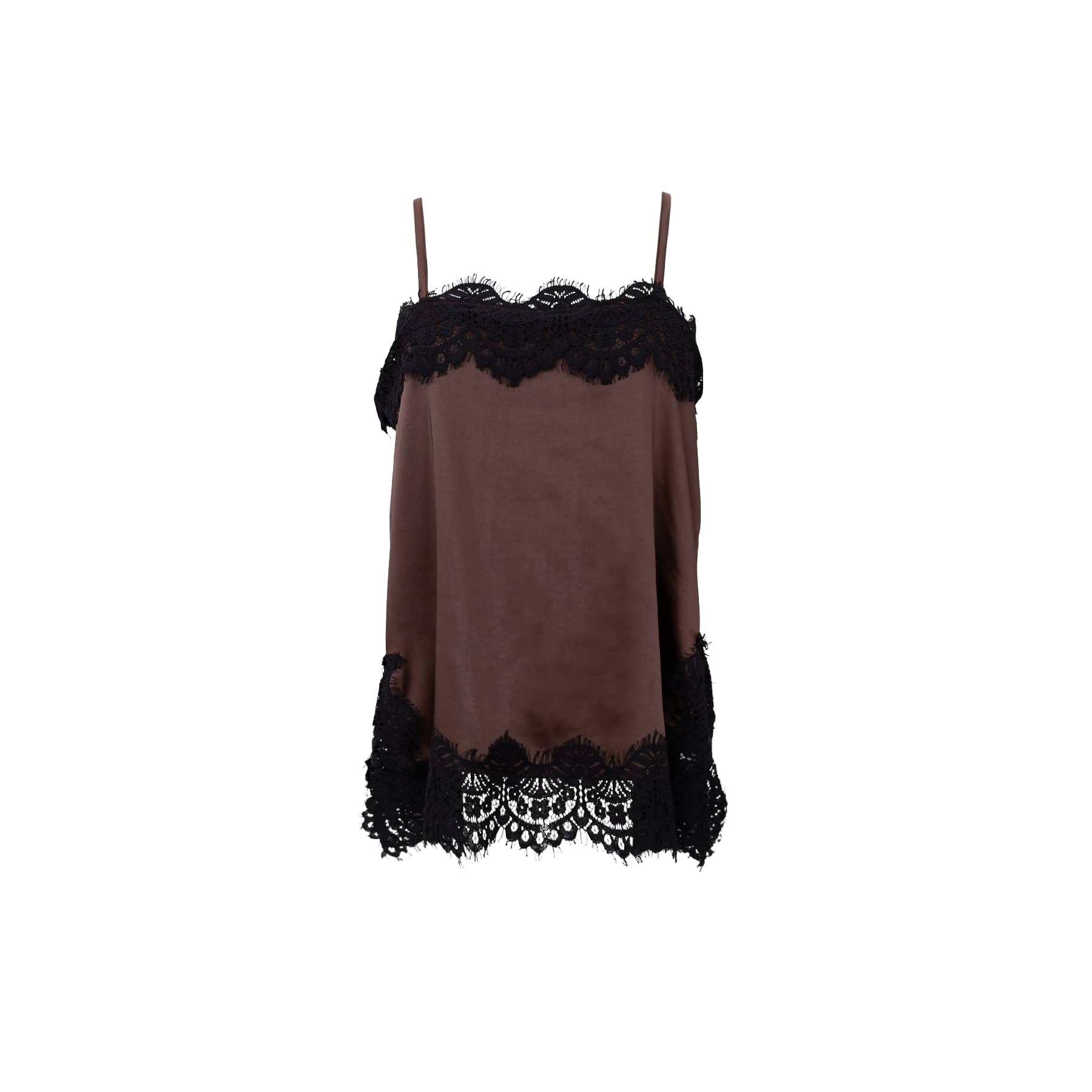 Evie Lace Strap Top - Coffee