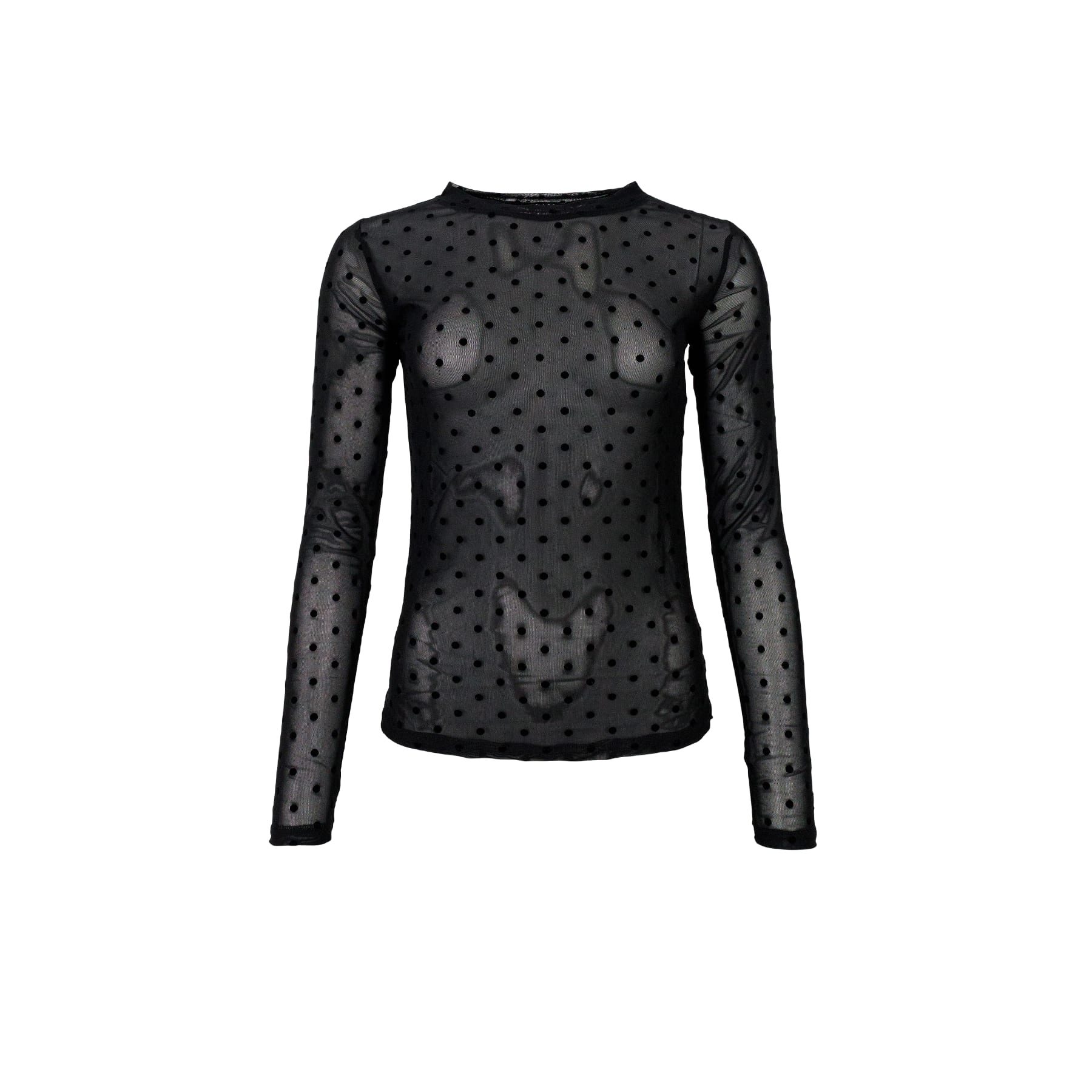 JENNIE dotted mesh blouse - Black