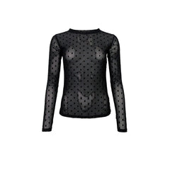 JENNIE dotted mesh blouse - Black
