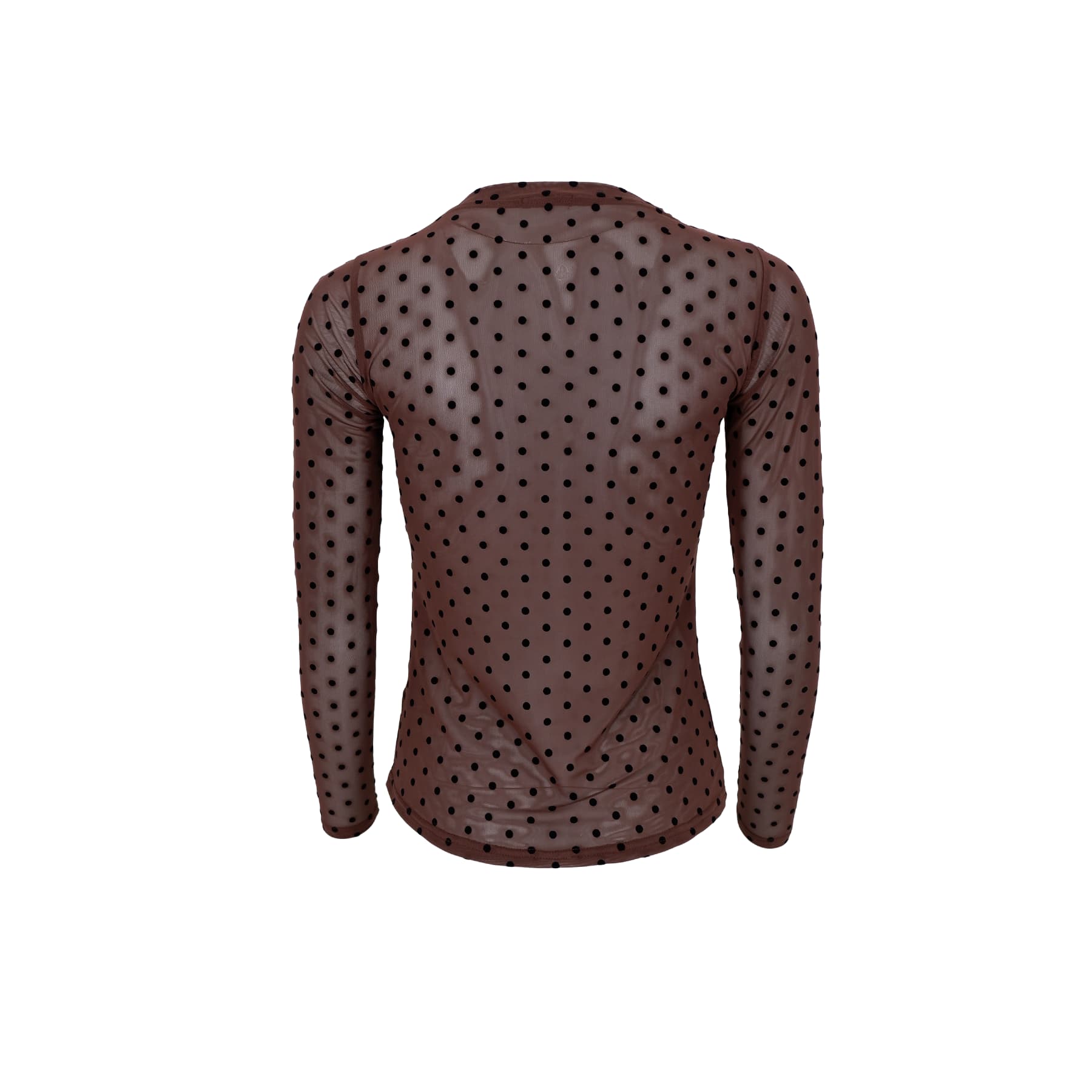 JENNIE dotted mesh blouse - Coffee